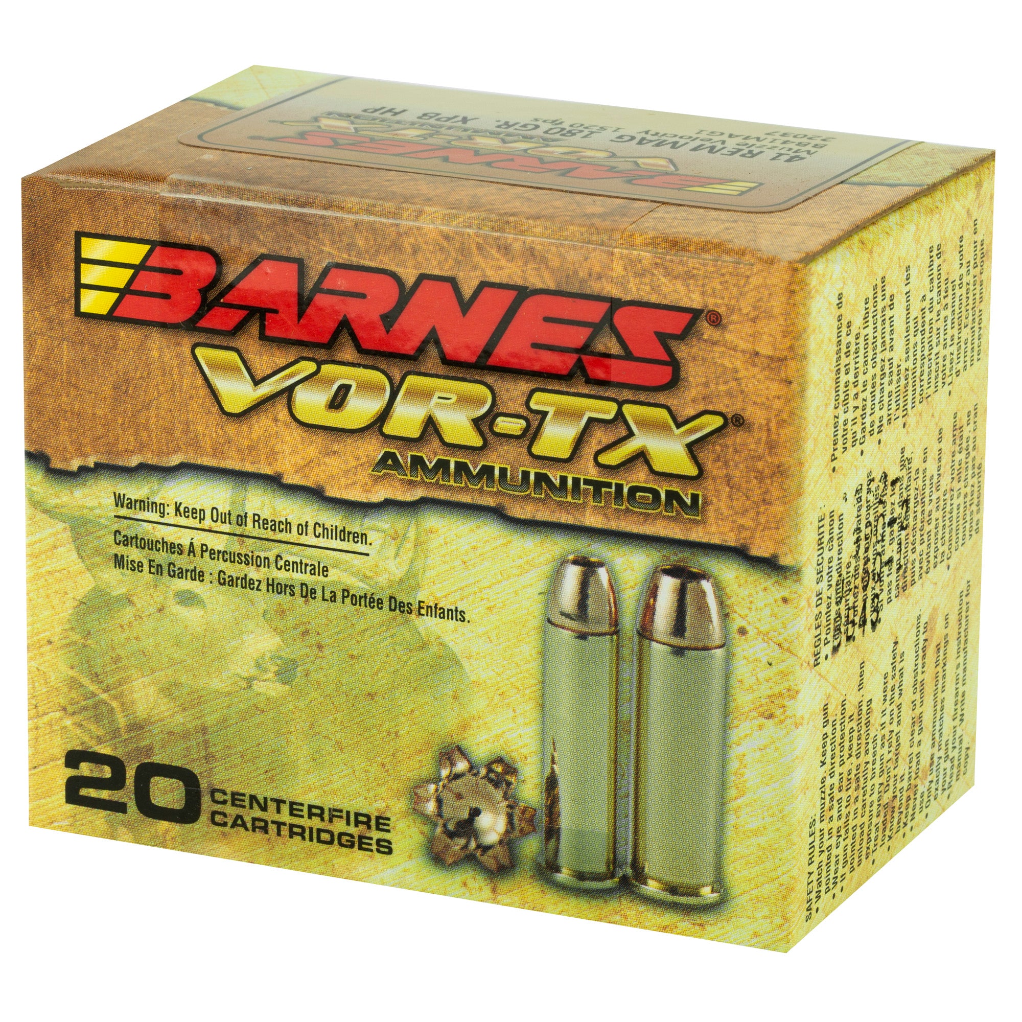 Barnes VOR-TX 41 Magnum 180-Grain XPB Handgun Ammunition - 20 Rounds