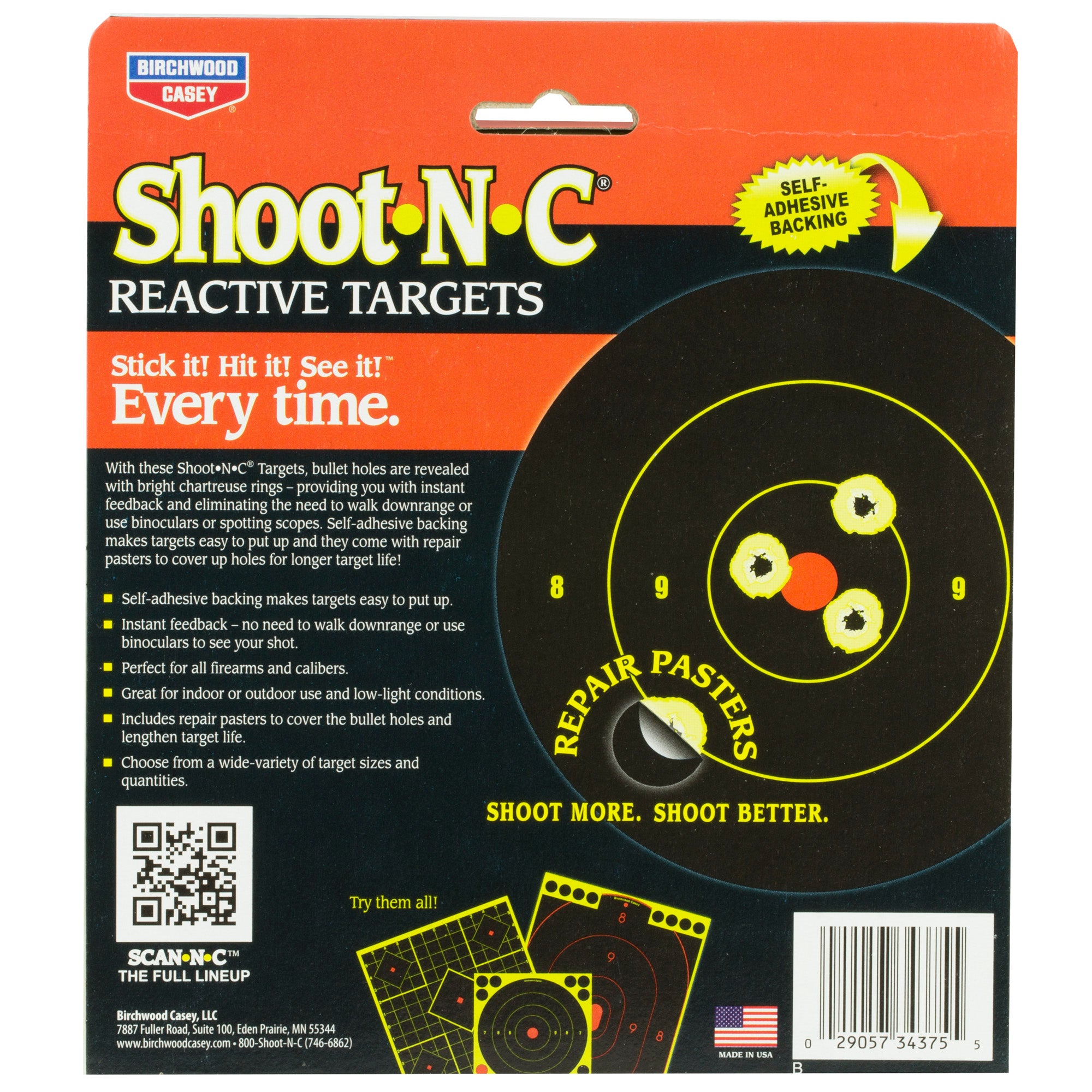 Birchwood Casey B3-90 3-Round Round Bullseye Targets - 240 Count for Shooting Practice and Competition