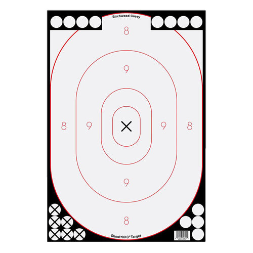 Birchwood Casey Shoot-N-C White/Black Shooting Targets - 12x18 Inches, Pack of 5