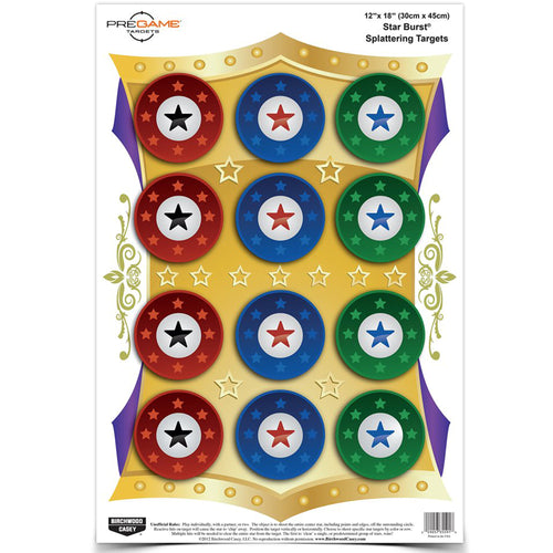 Birchwood Casey B/C Pregame Star Burst Targets, 12x18 Inches, Pack of 8