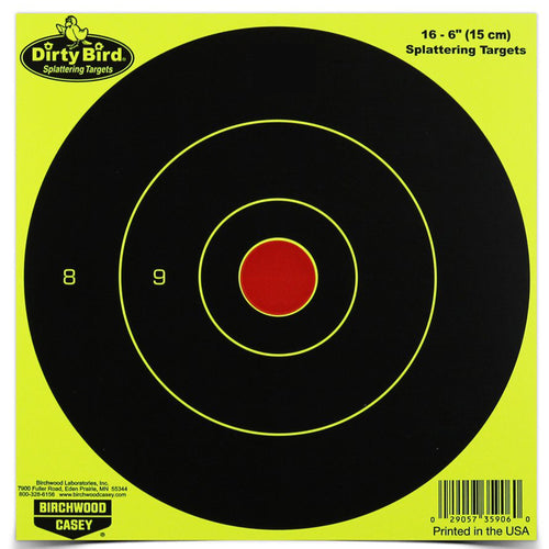 Birchwood Casey Dirty Bird Yellow Round Targets, 6-inch, Pack of 16