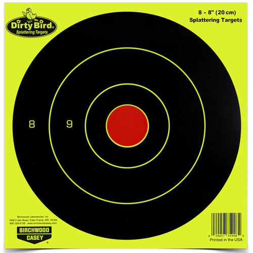 Birchwood Casey Dirty Bird Yellow Round Targets, 8-inch – Pack of 8