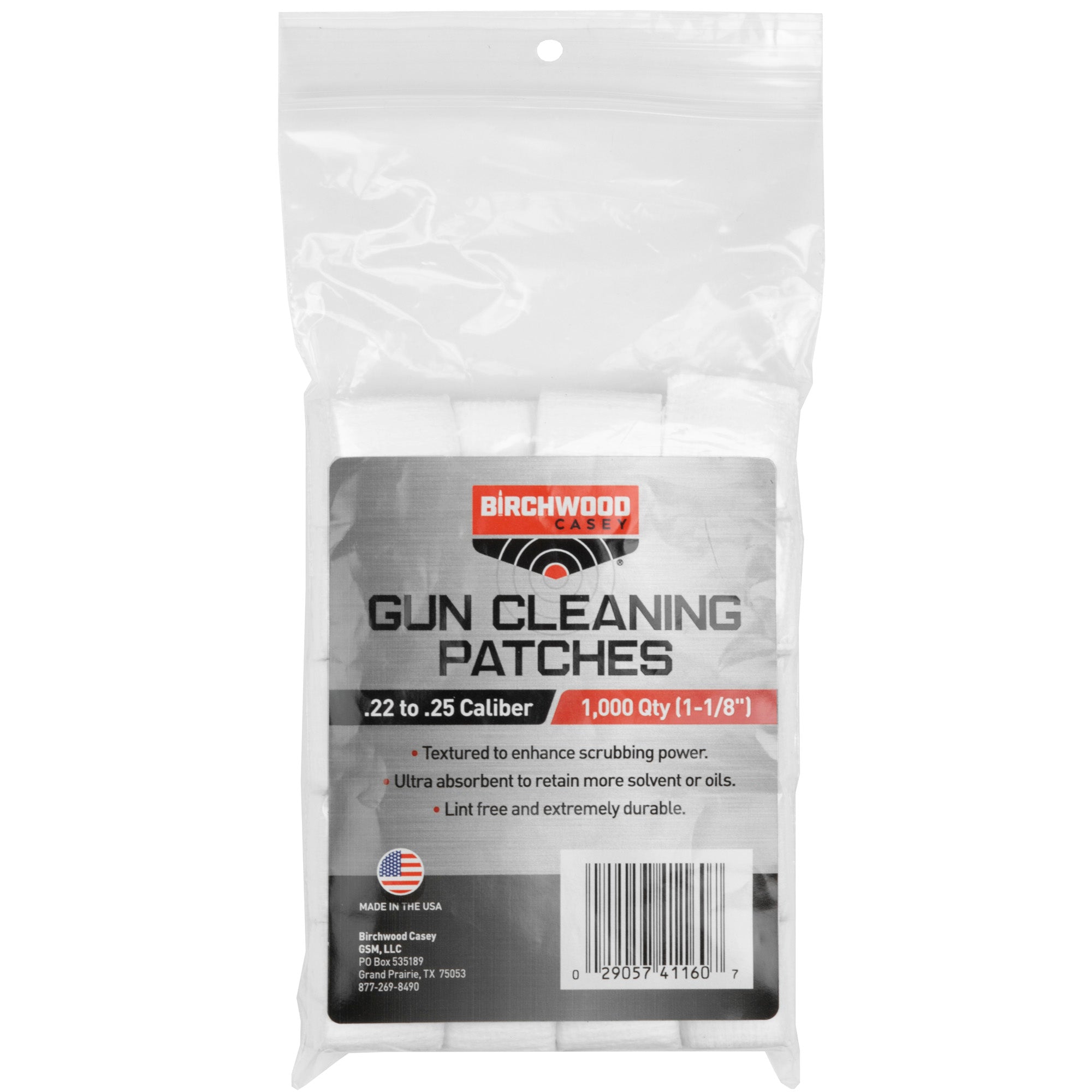 Birchwood Casey BC-41160 .22-.25 Caliber Gun Cleaning Patches – 1,000 Pack
