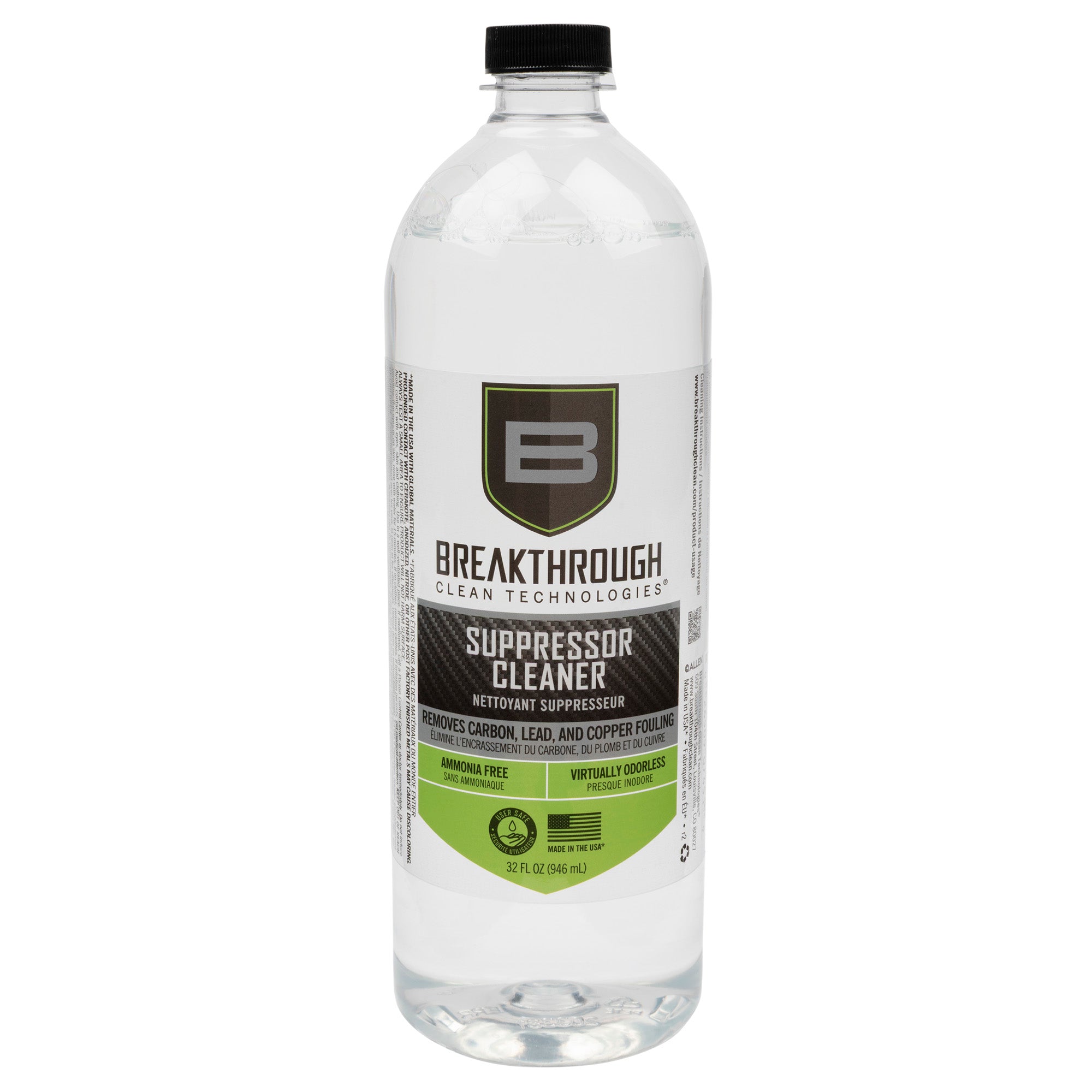 Breakthrough Clean Technologies BCT Suppressor Cleaner 32 oz – Effective Carbon and Lead Residue Remover for Firearm Suppressors and Muzzle Devices
