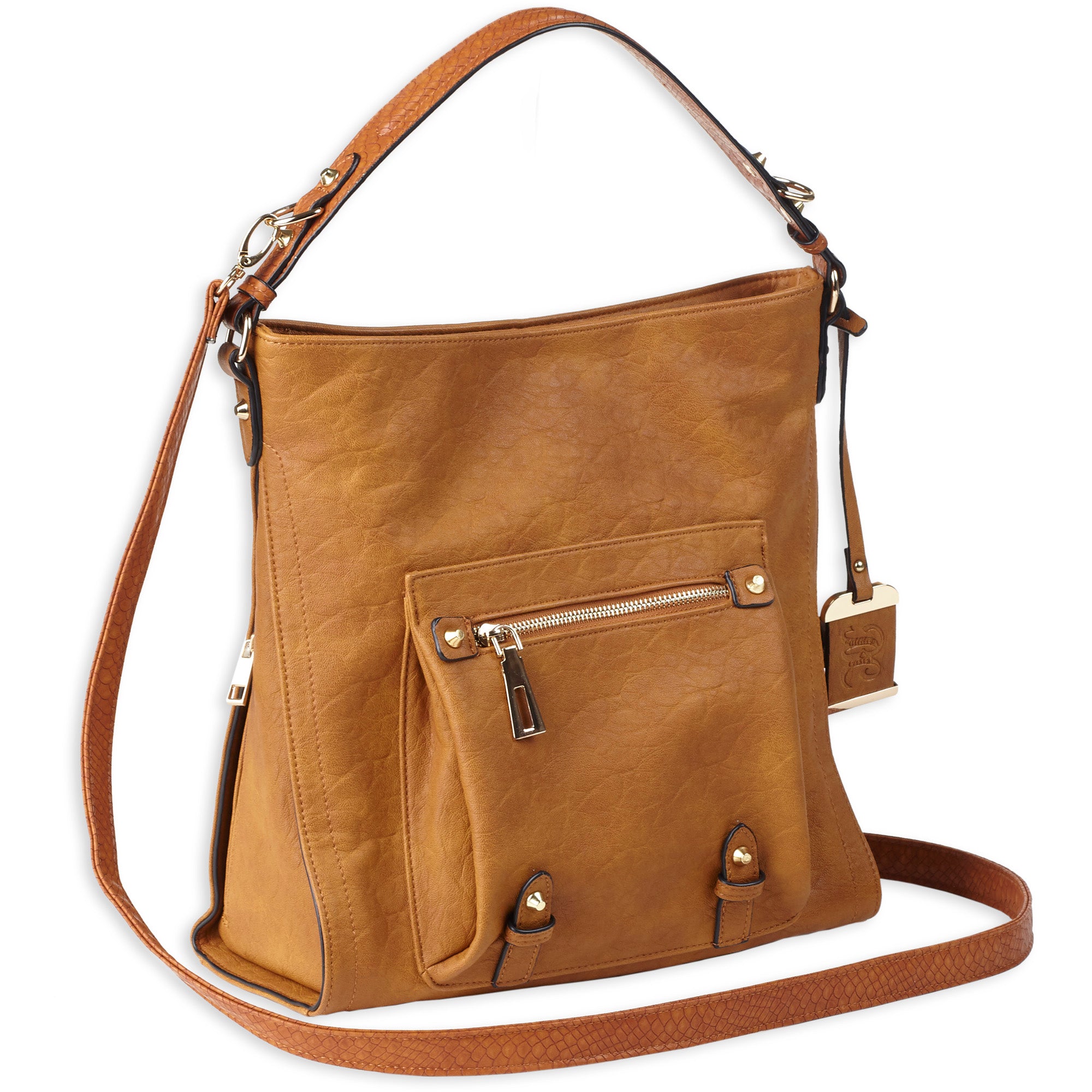 Bulldog Cases Hobo Anna Purse in Cognac Leather - Stylish Storage Solution