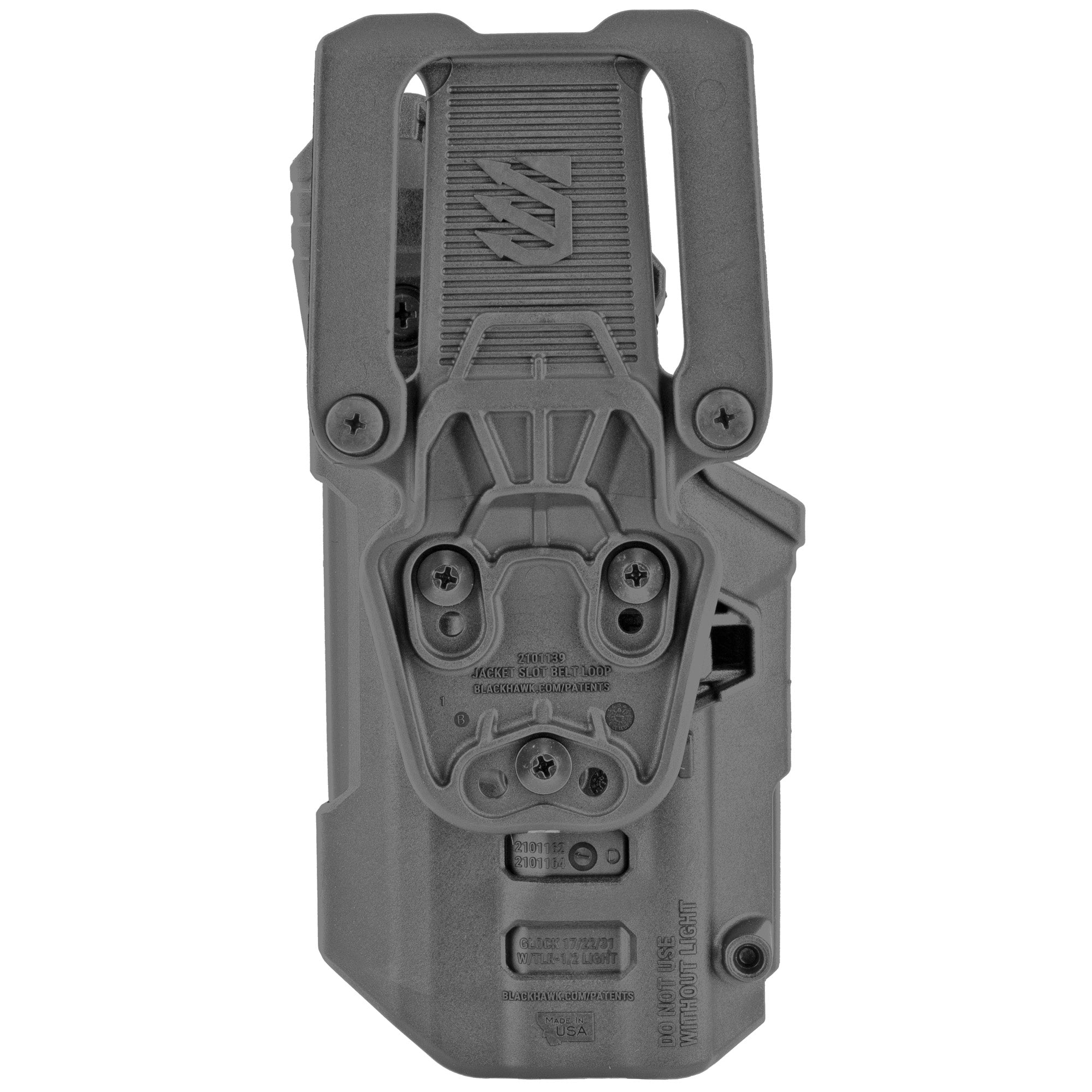 BLACKHAWK T-Series Duty Holster for Glock 17 with TLR1/2 - Right Hand, Black (Part #44N200BWR)