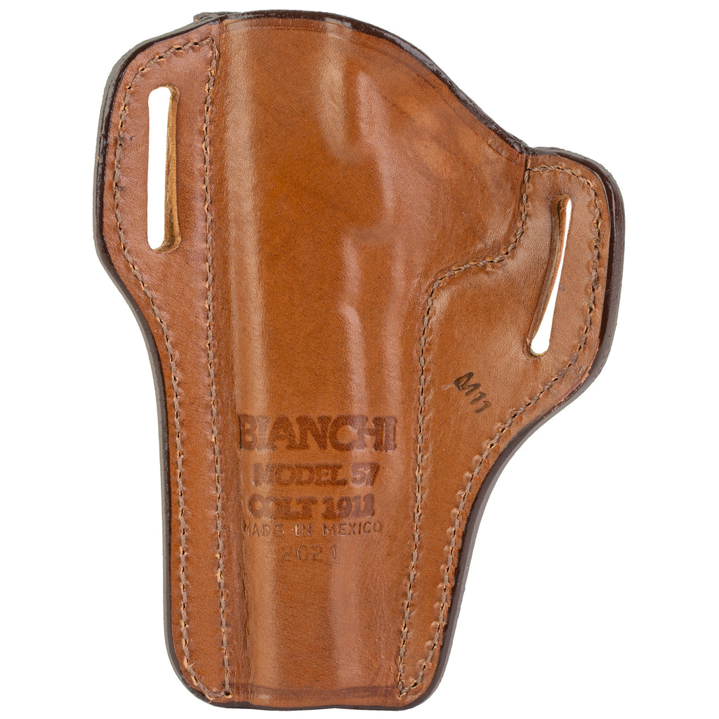 Bianchi Model 57 Outside Waistband Holster for Semiautomatic & Small Frame Revolvers - Tan Leather, Right Hand
