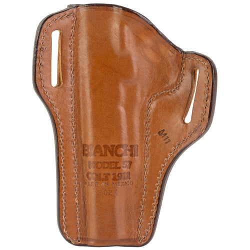 Bianchi Model 57 Outside Waistband Holster for Semiautomatic & Small Frame Revolvers - Tan Leather, Right Hand