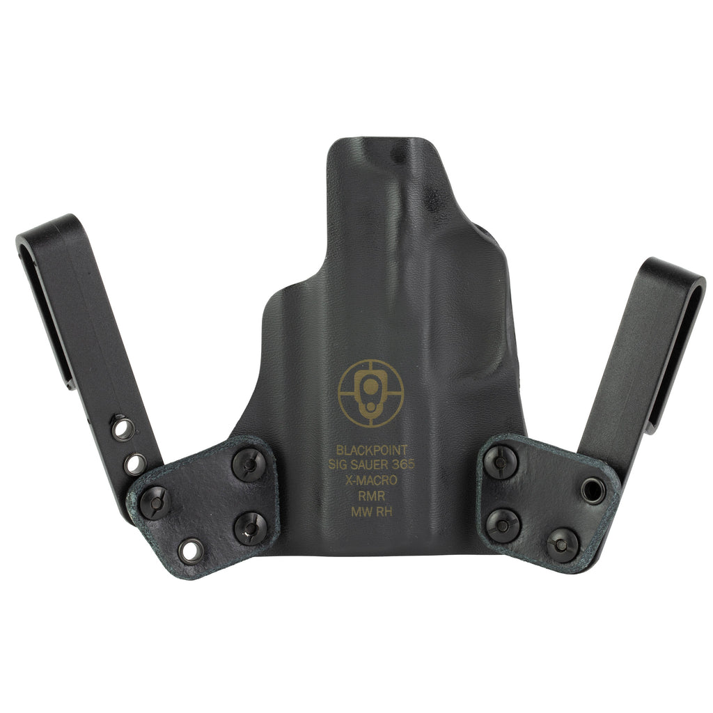 BlackPoint Tactical Mini Wing IWB Holster for SIG 365 XMACRO – Concealed Carry, Right Hand, Black Leather and Kydex