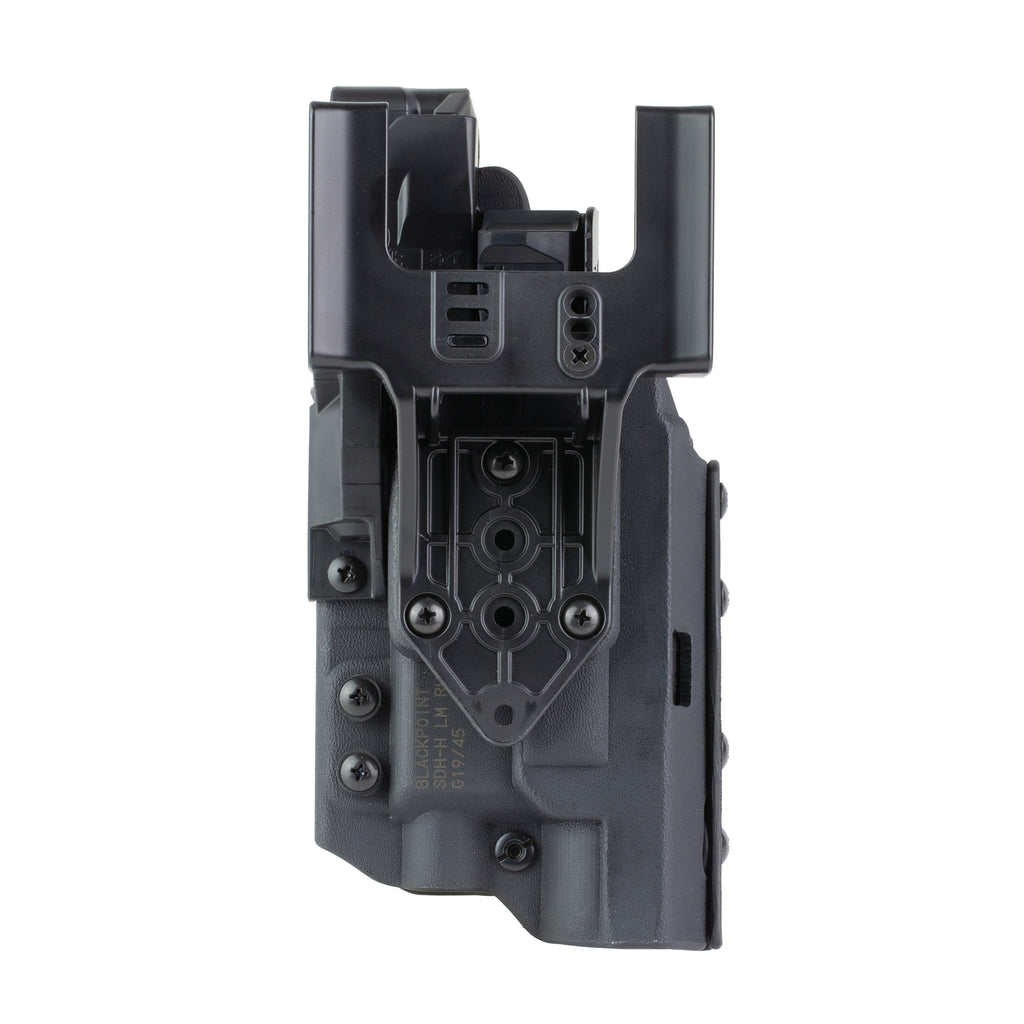 BlackPoint Tactical Slick Duty Light Holster with Hood for Glock 19 — Right Hand, Black Kydex