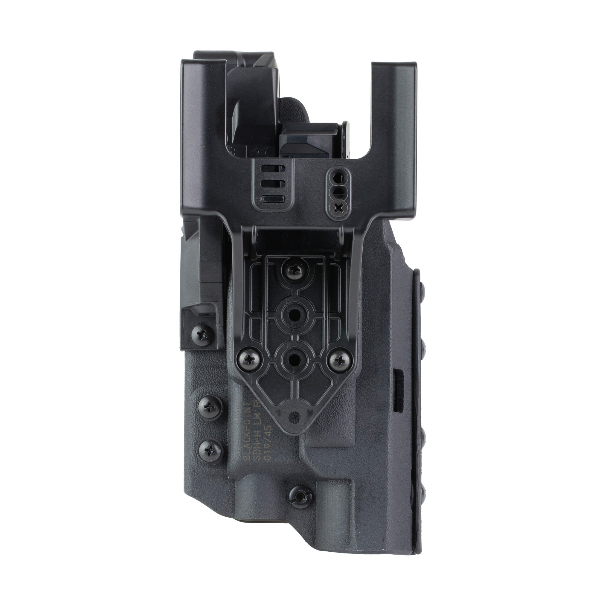 BlackPoint Tactical Slick Duty Light Holster with Hood for Glock 19 — Right Hand, Black Kydex
