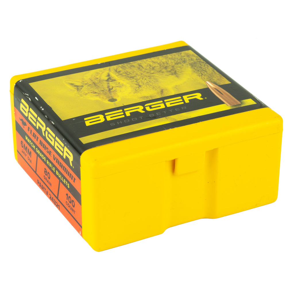 Berger Bullets .243 80 Grain Varmint Flat Base Bullet - 100 Count