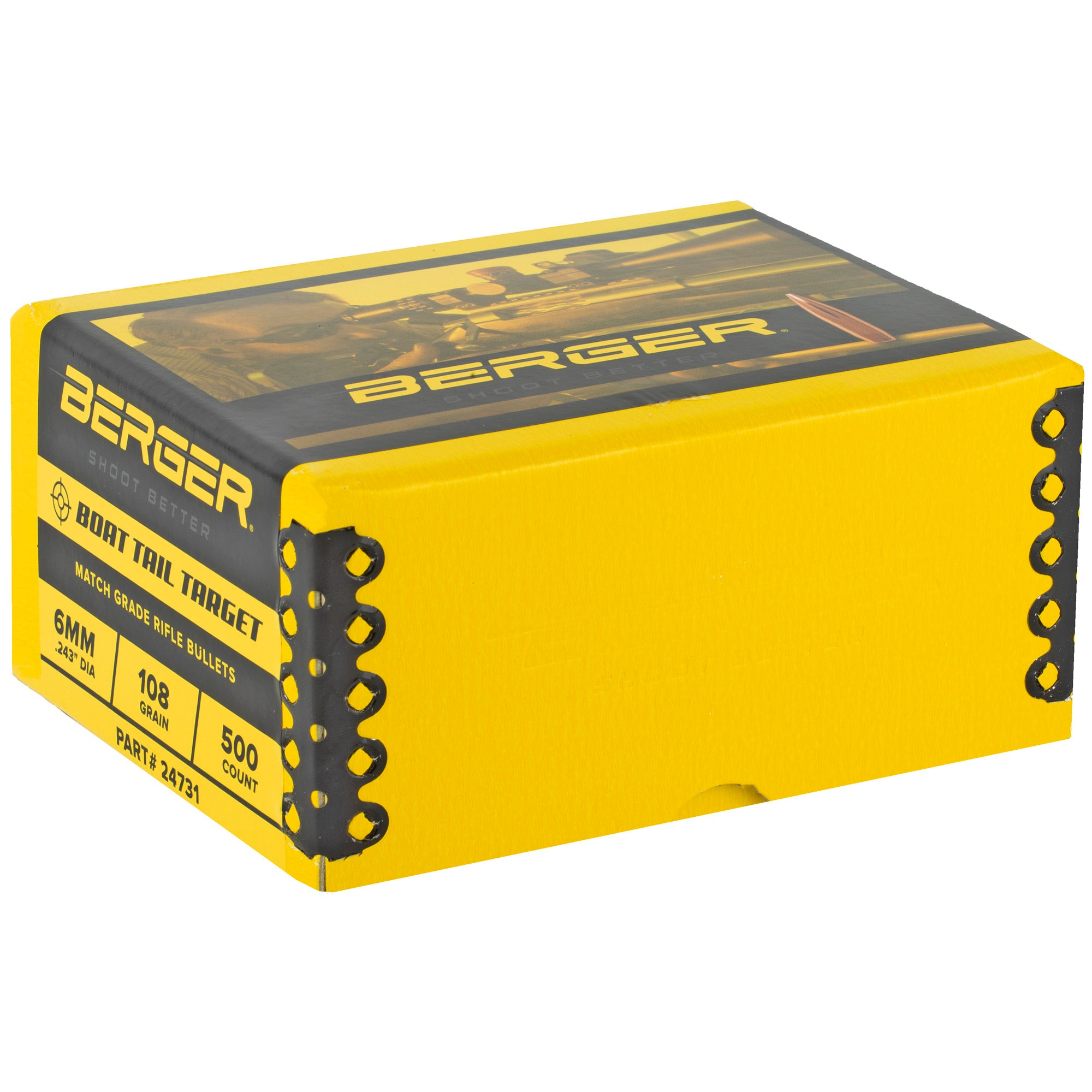 Berger Bullets .243/6mm 108 Grain Boat Tail Target Bullets - 500 Count
