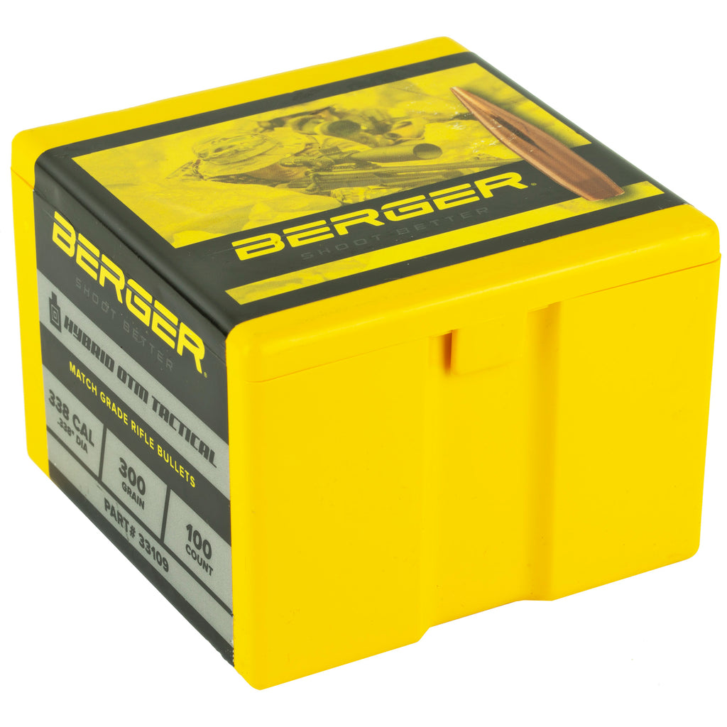 Berger Bullets .338 Caliber 300 Grain Hybrid OTM Tactical Bullets - 100 Count