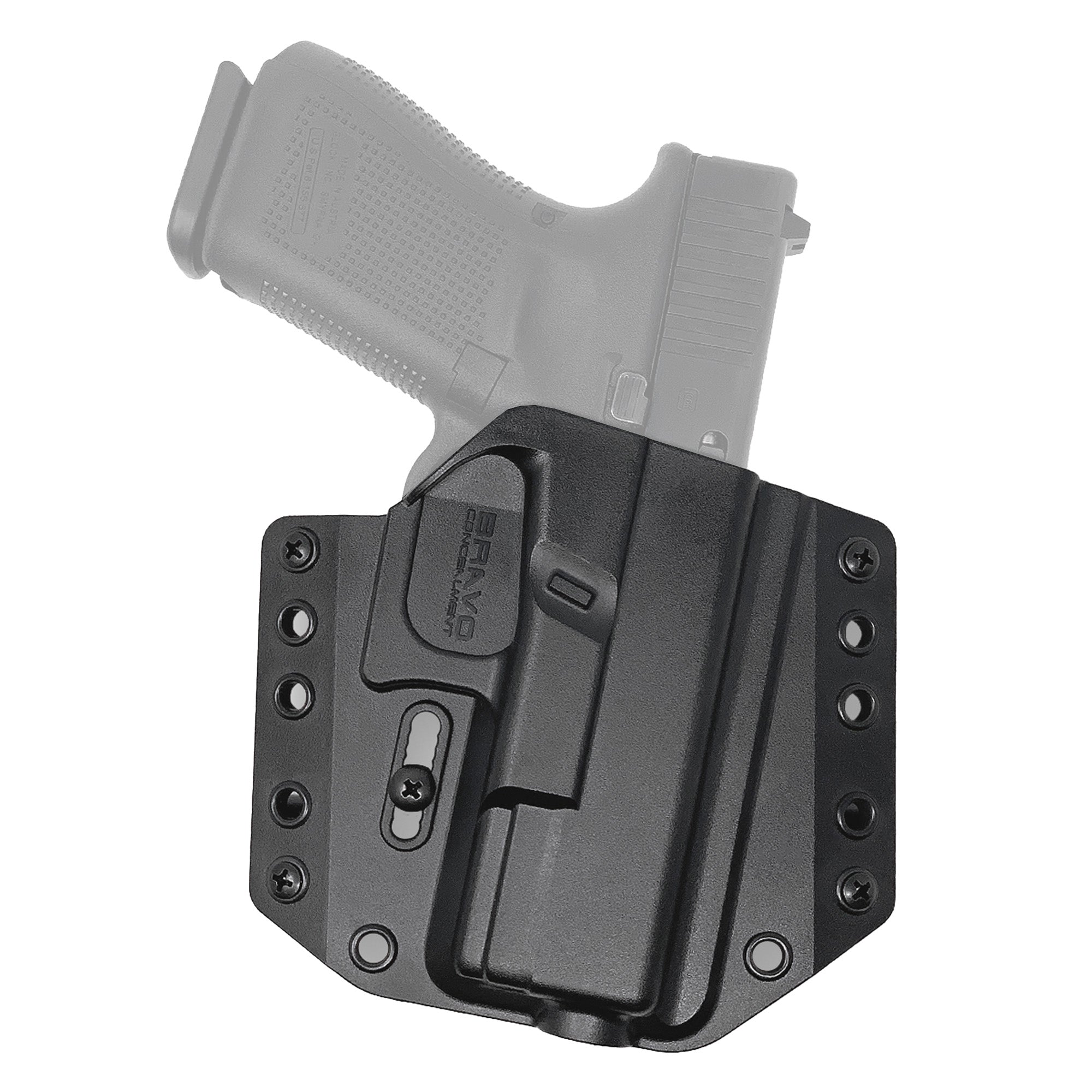 Bravo Concealment BCA Outside Waistband Holster for Glock 19 - Right Hand, Black Polymer