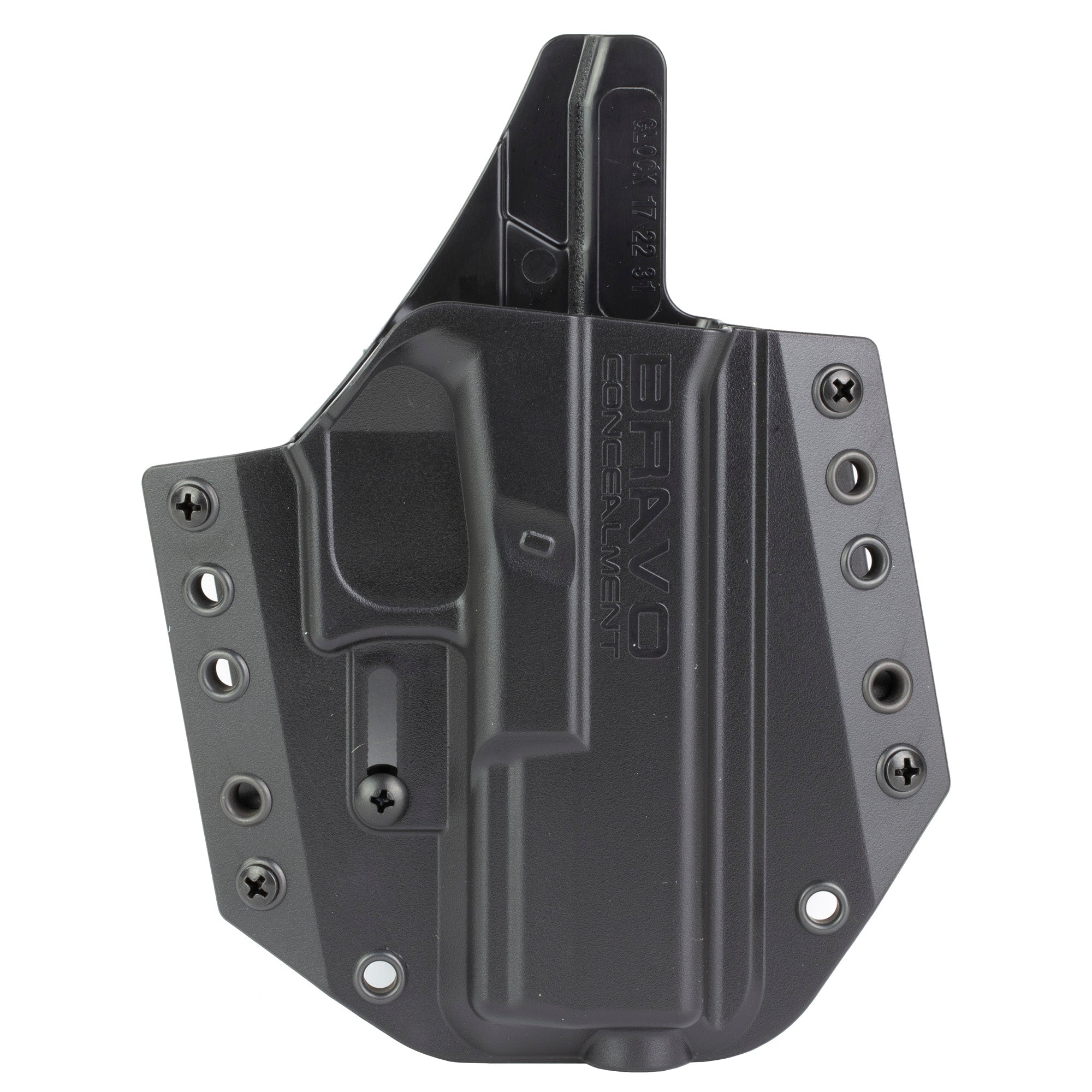 Bravo Concealment BCA Outside Waistband Holster for Glock 17 - Right Hand, Black Polymer