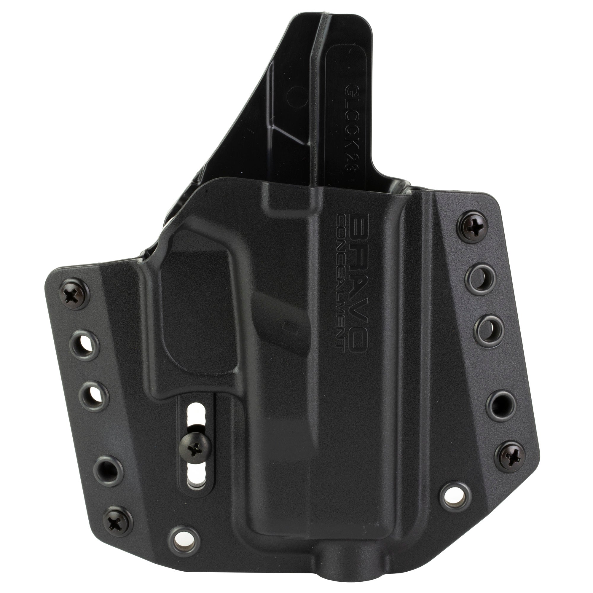 Bravo Concealment BCA Outside Waistband Holster for Glock 26 - Right Hand, Black Polymer