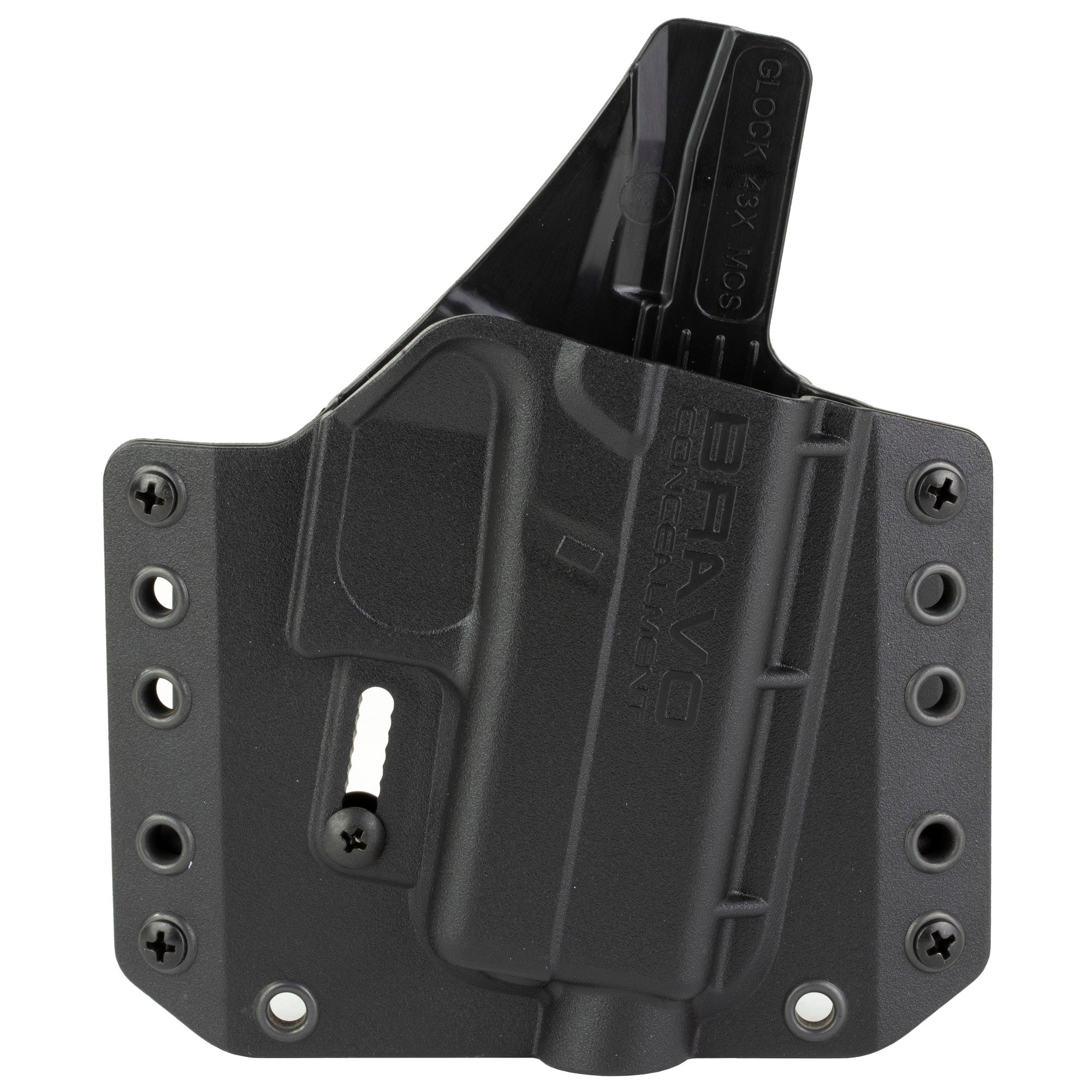 Bravo Concealment BCA Outside Waistband Holster for Glock 43/43X MOS, Right Hand, Black Polymer