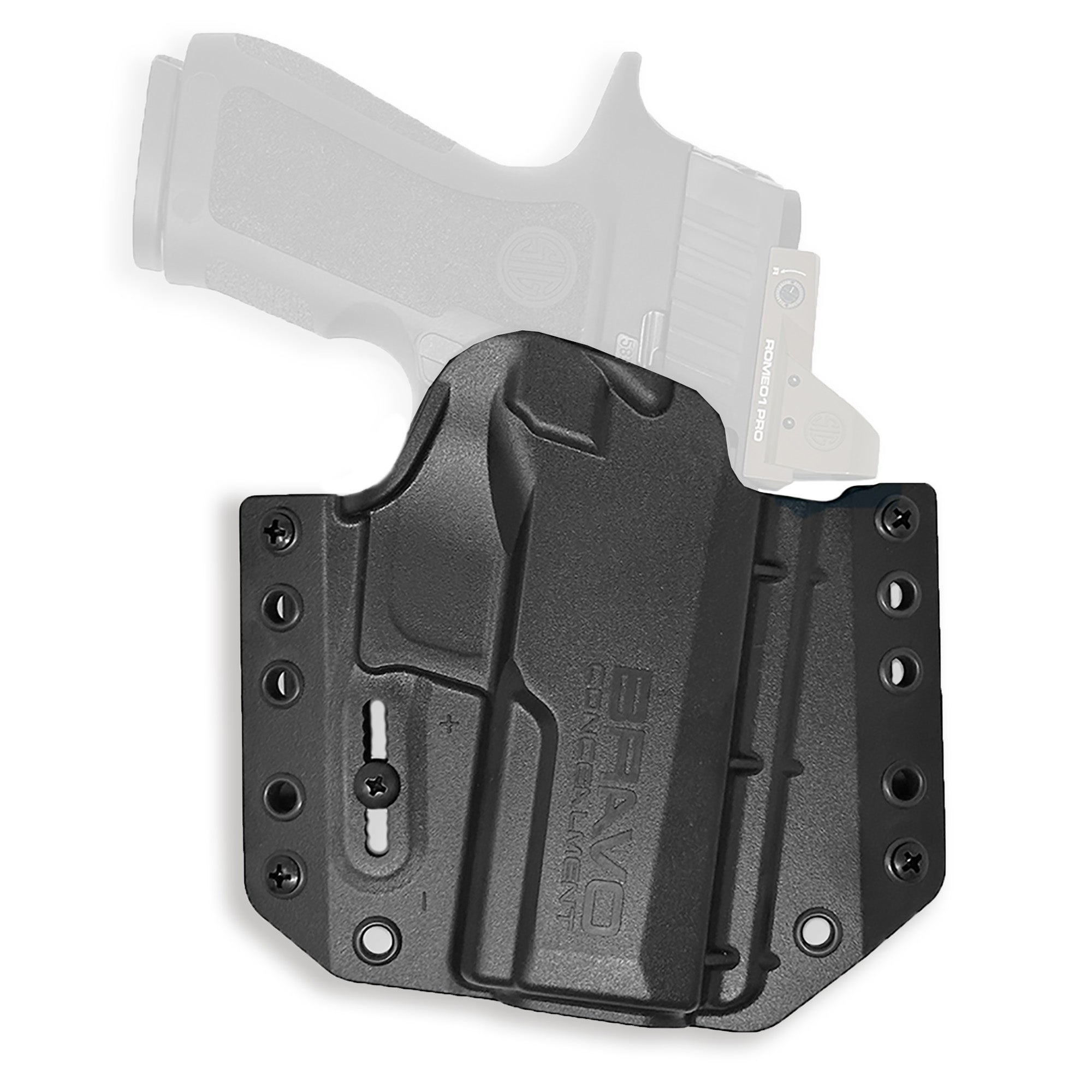 Bravo Concealment BCA Outside Waistband Holster for Sig P320 9/40 - Right Hand, Black Polymer