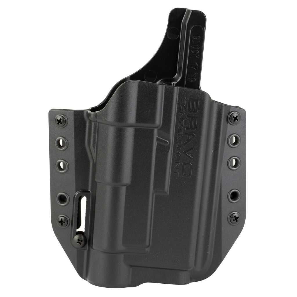 Bravo Concealment BCA-LB Outside Waistband Holster for Glock 17/19 with Light, Right Hand, Black Polymer