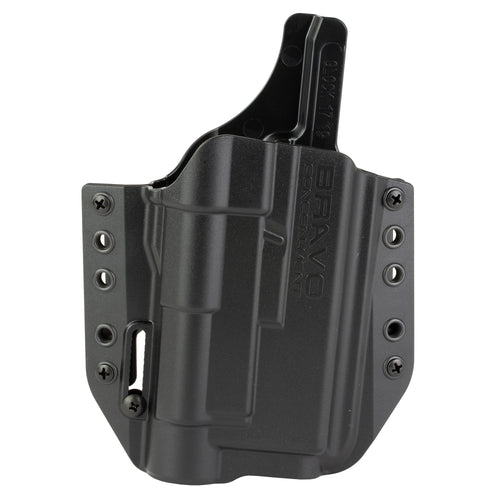 Bravo Concealment BCA-LB Outside Waistband Holster for Glock 17/19 with Light, Right Hand, Black Polymer