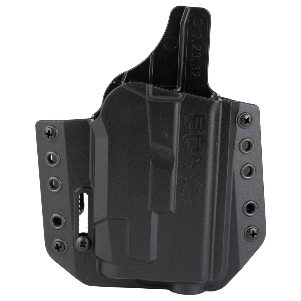 Bravo Concealment BCA-LB Outside Waistband Holster for Glock 19 with Light, Right Hand - Black Polymer
