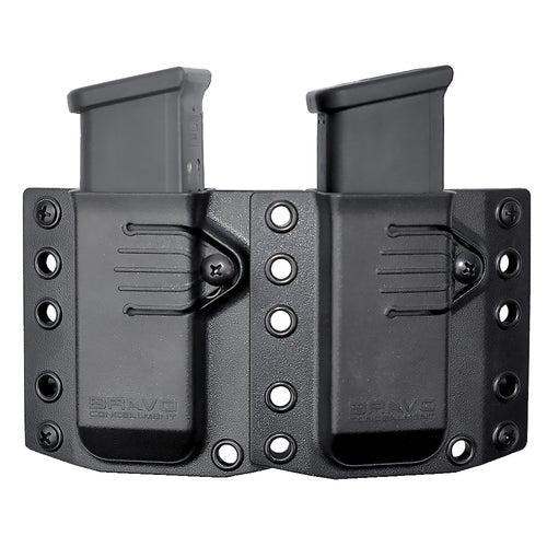Bravo Concealment BRVBC60-2001S Double Magazine Pouch for G43 and Shield, Black Polymer