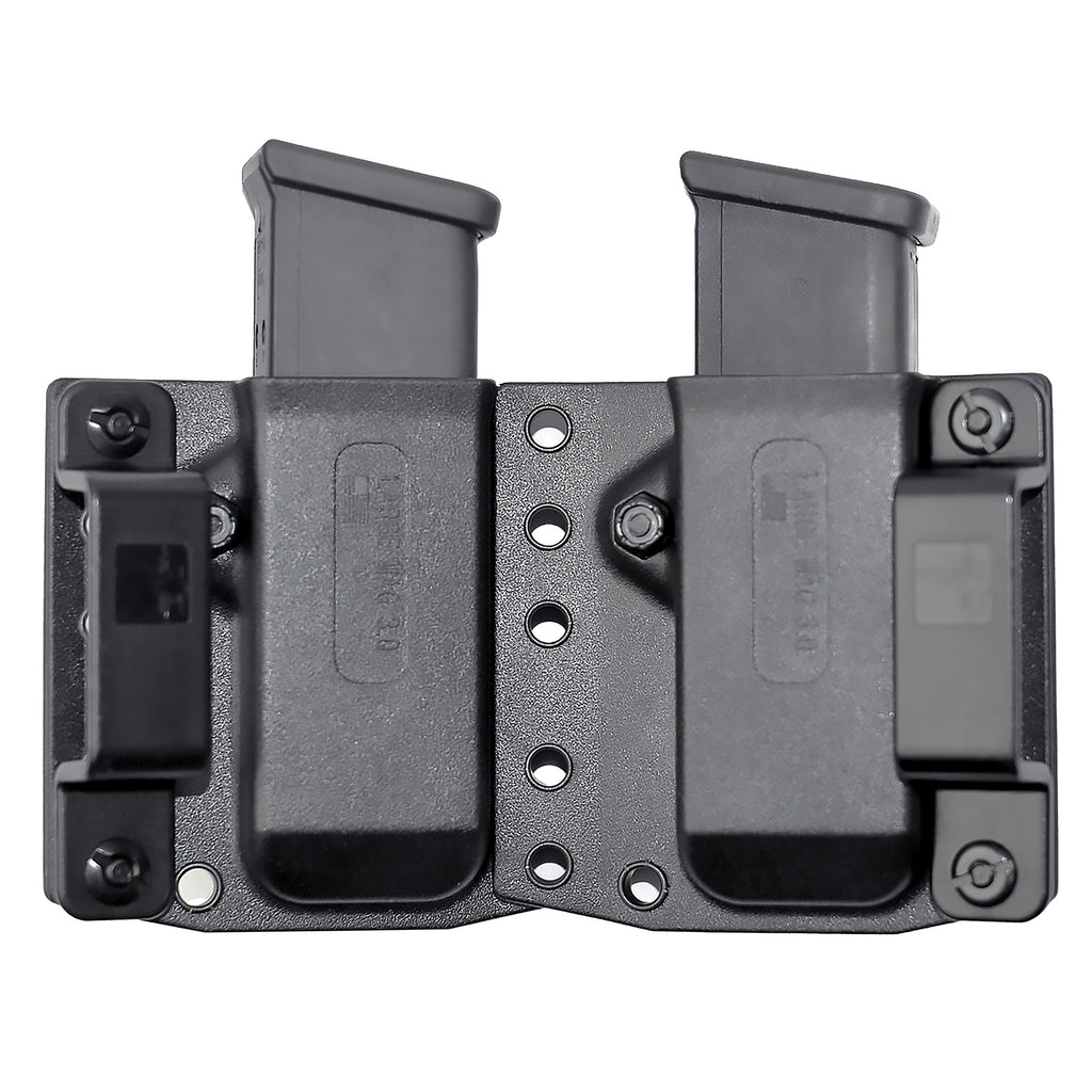 Bravo Concealment BC60-2003 Double Magazine Pouch for Glock 19 and SIG P320, Black Polymer