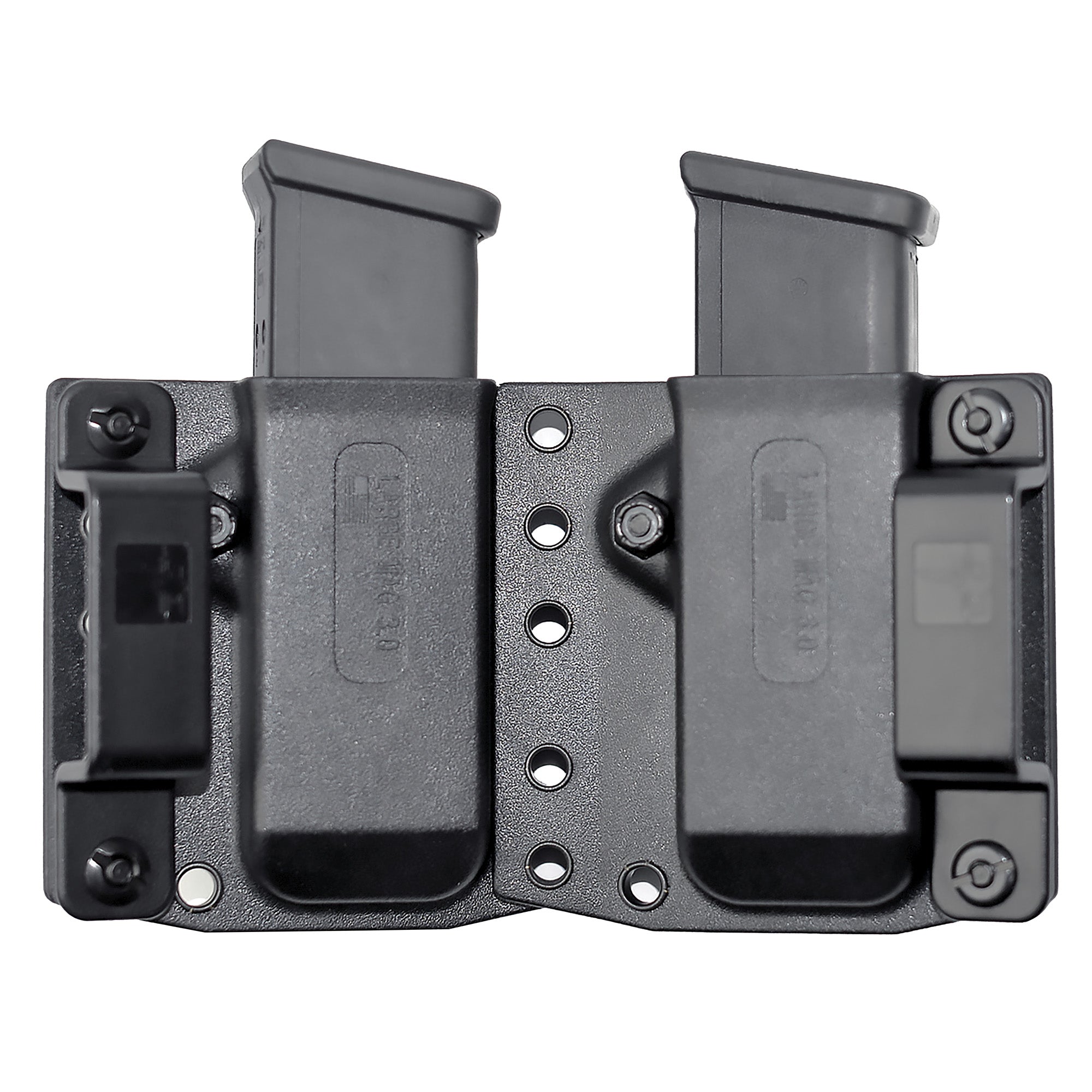 Bravo Concealment BC60-2003 Double Magazine Pouch for Glock 19 and SIG P320, Black Polymer