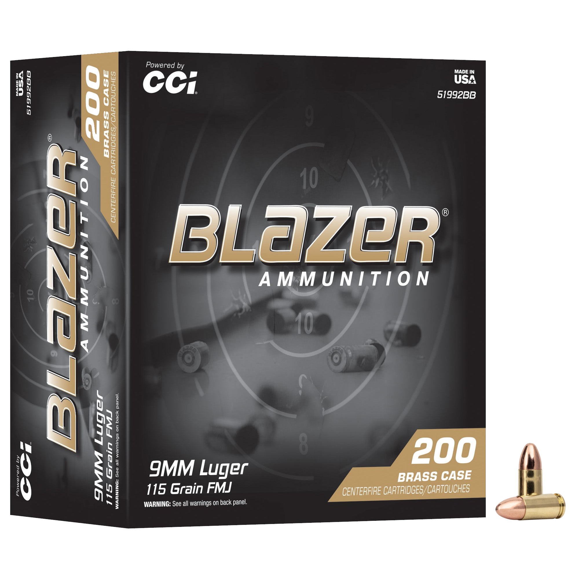 CCI Blazer 9mm 115 Grain FMJ Ammunition – Reliable Target Shooting and Training Ammo