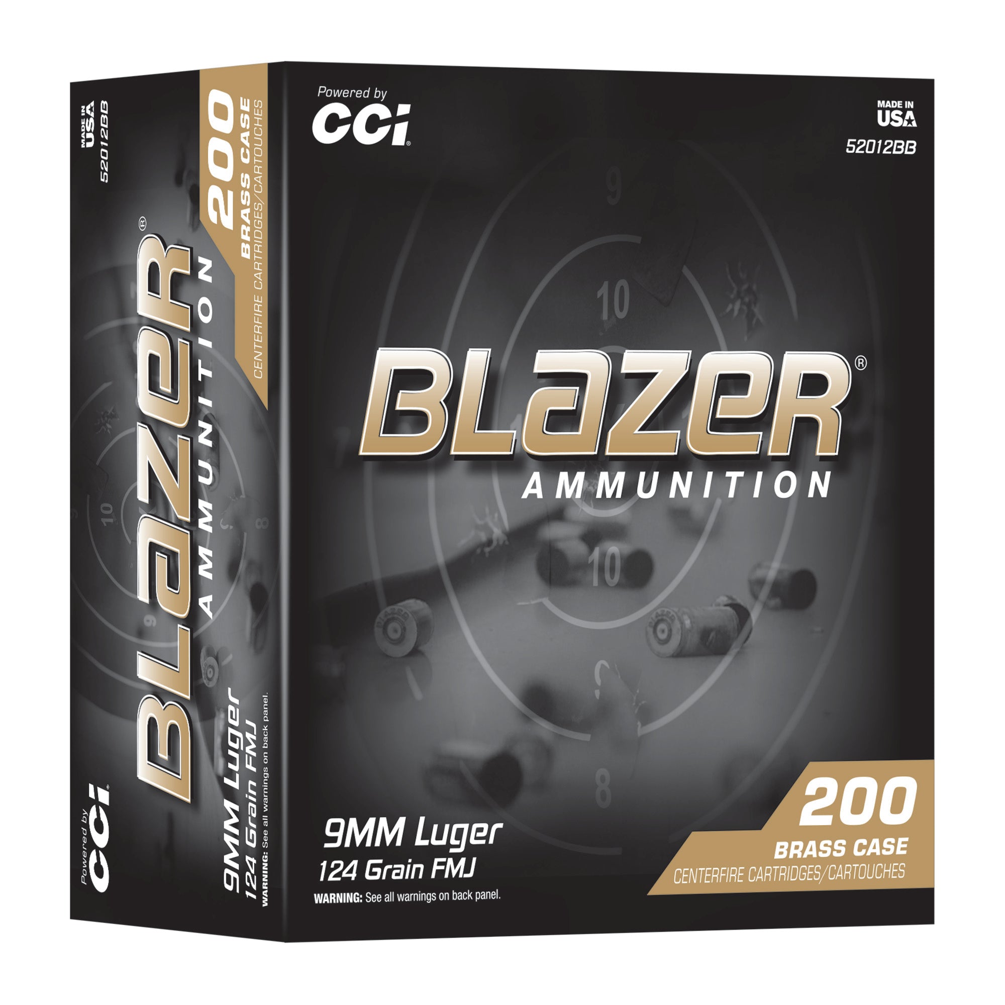 CCI Ammunition Blazer 9mm 124 Grain Full Metal Jacket Ammunition - 200 Rounds