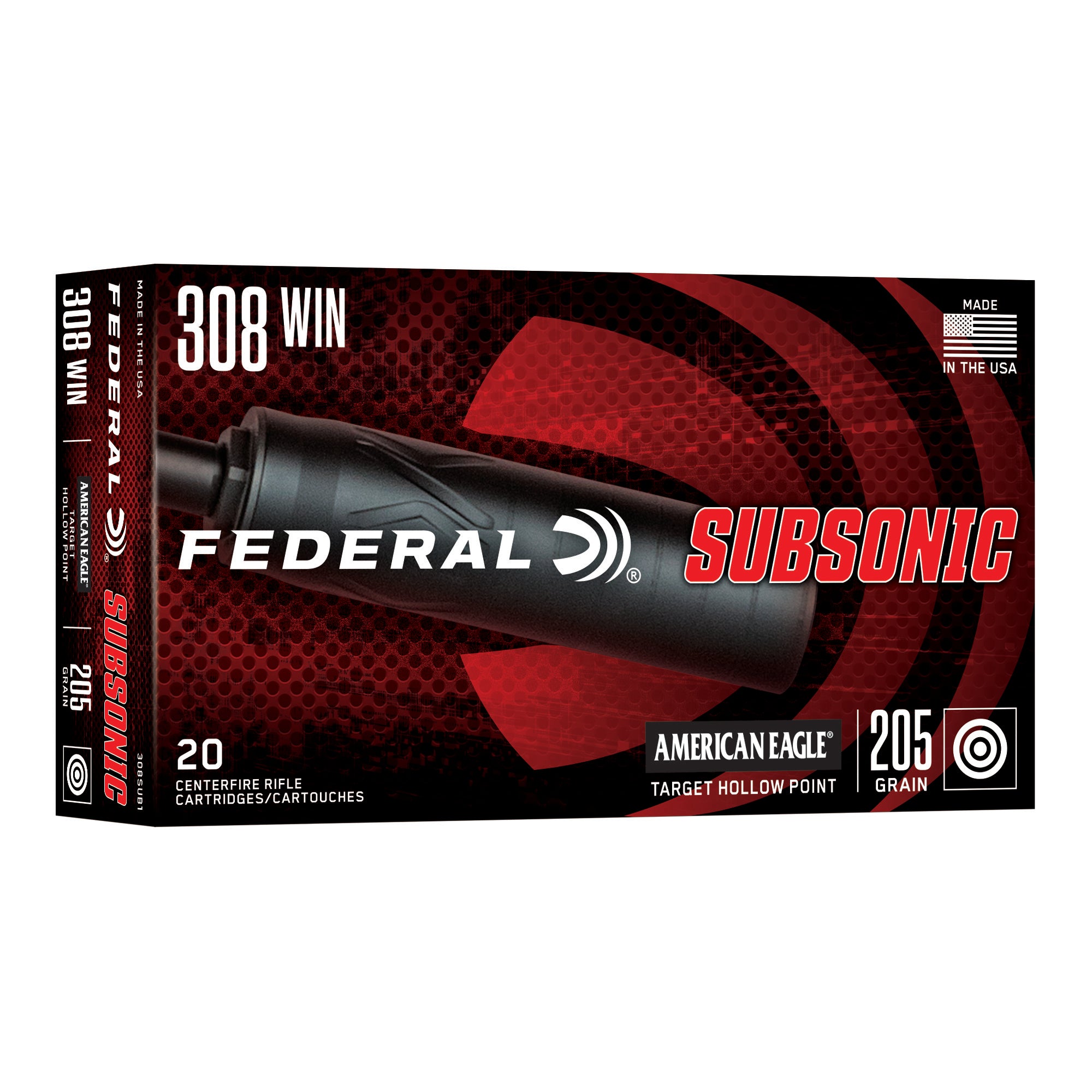 Federal Subsonic .308 Winchester 205 Grain Hollow Point Ammunition (20 Rounds per Box)