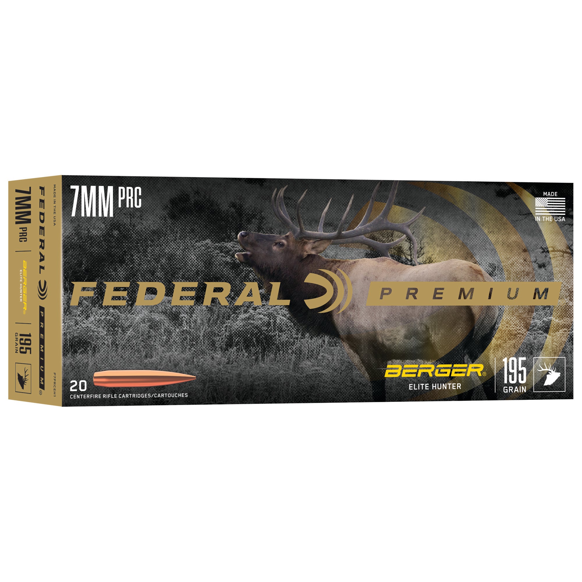 Federal Elite Hunter 7mm PRC 195-Grain Boat Tail Hollow Point Ammunition, 20 Rounds per Box