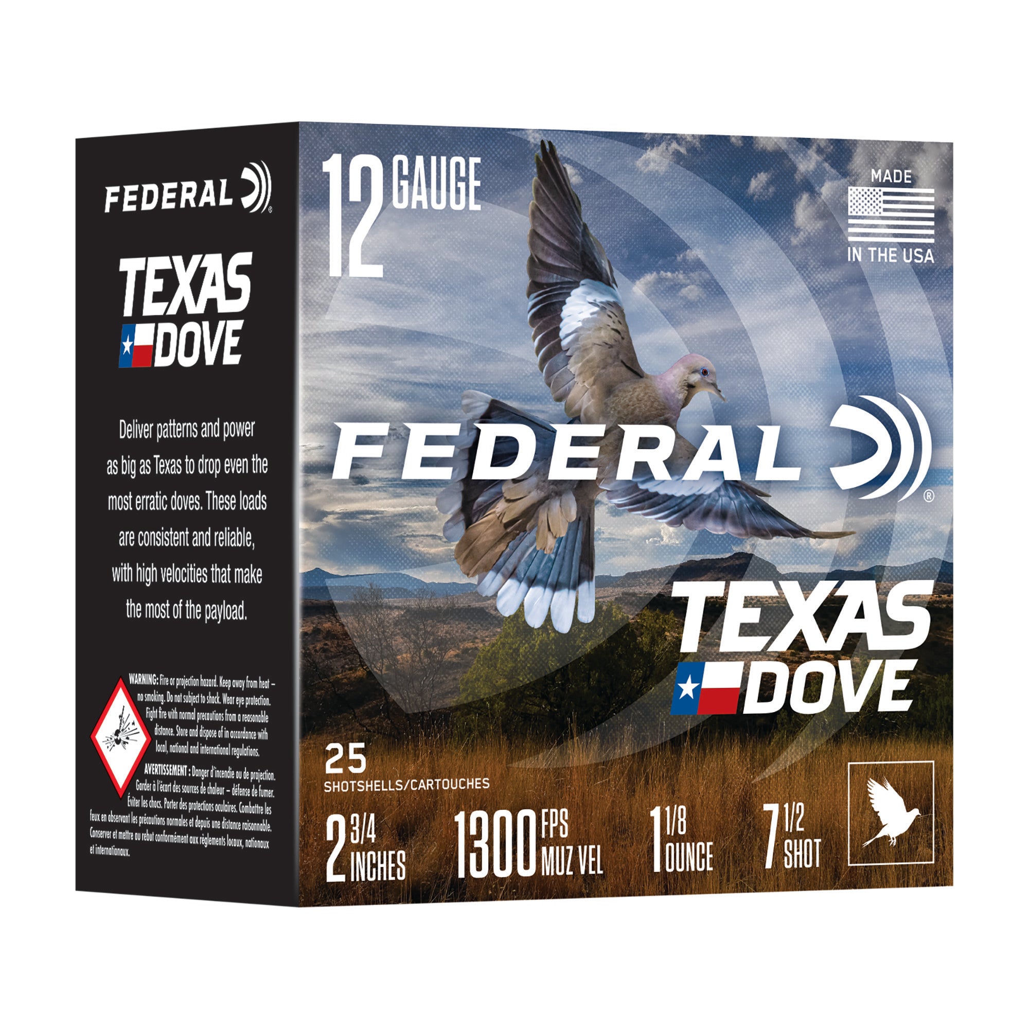 Federal Texas Dove 12 Gauge 2.75 Inch 1 1/8 oz #7.5 Partition Shotgun Ammo (25 Rounds per Box)