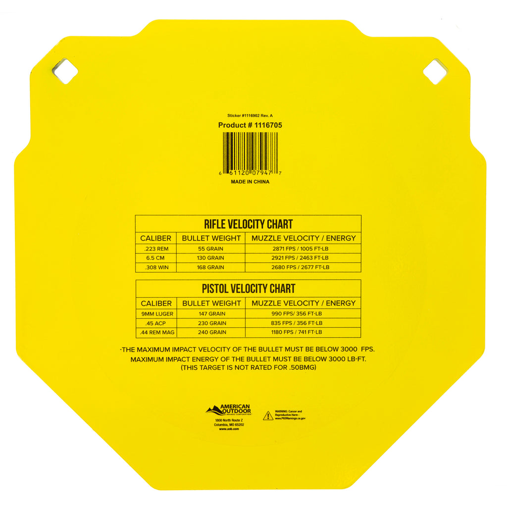 Caldwell AR500 13-Inch Octagon Shooting Target - Durable Steel for Practice and Competition