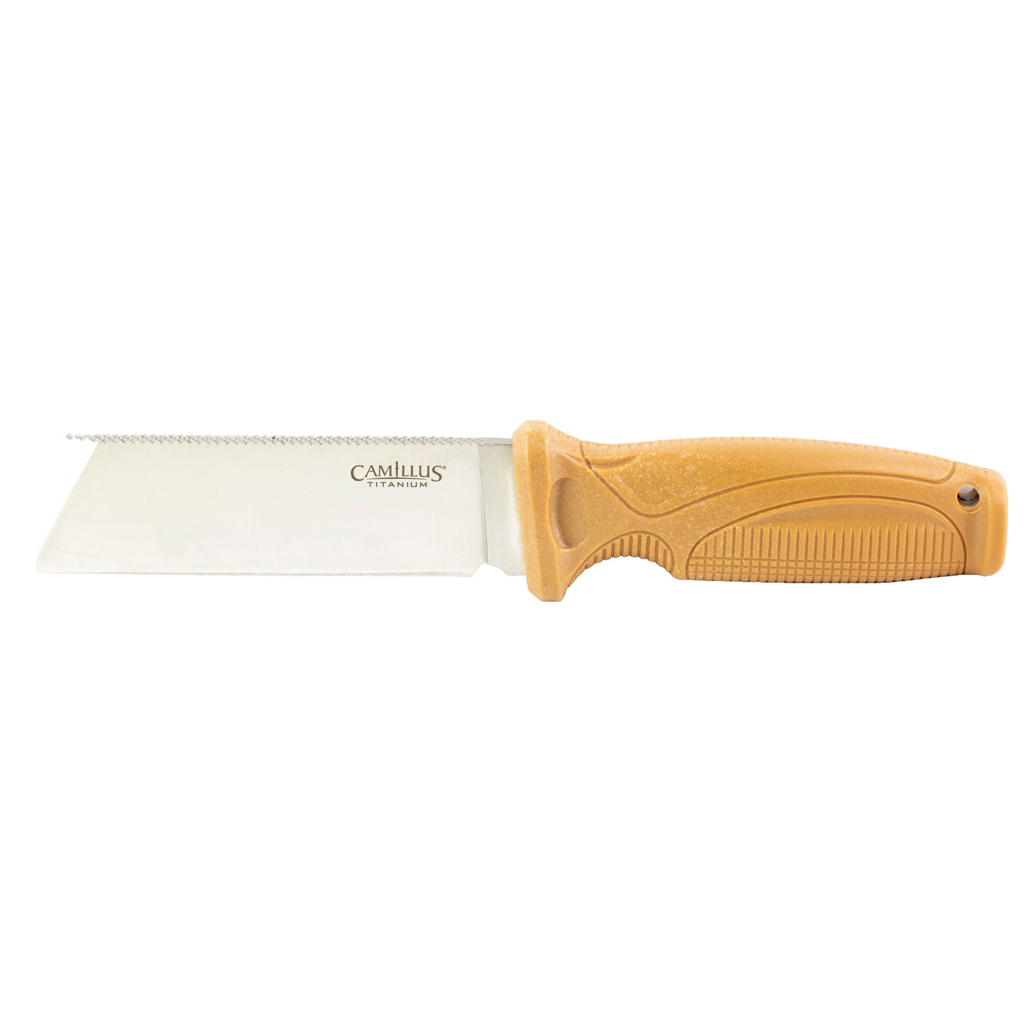 Camillus Swedge 8.75-inch Fixed Blade Knife with Sheath - 420 Stainless Steel, Tan Handle