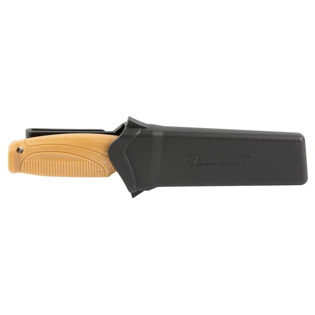 Camillus Swedge 8.75-inch Fixed Blade Knife with Sheath - 420 Stainless Steel, Tan Handle