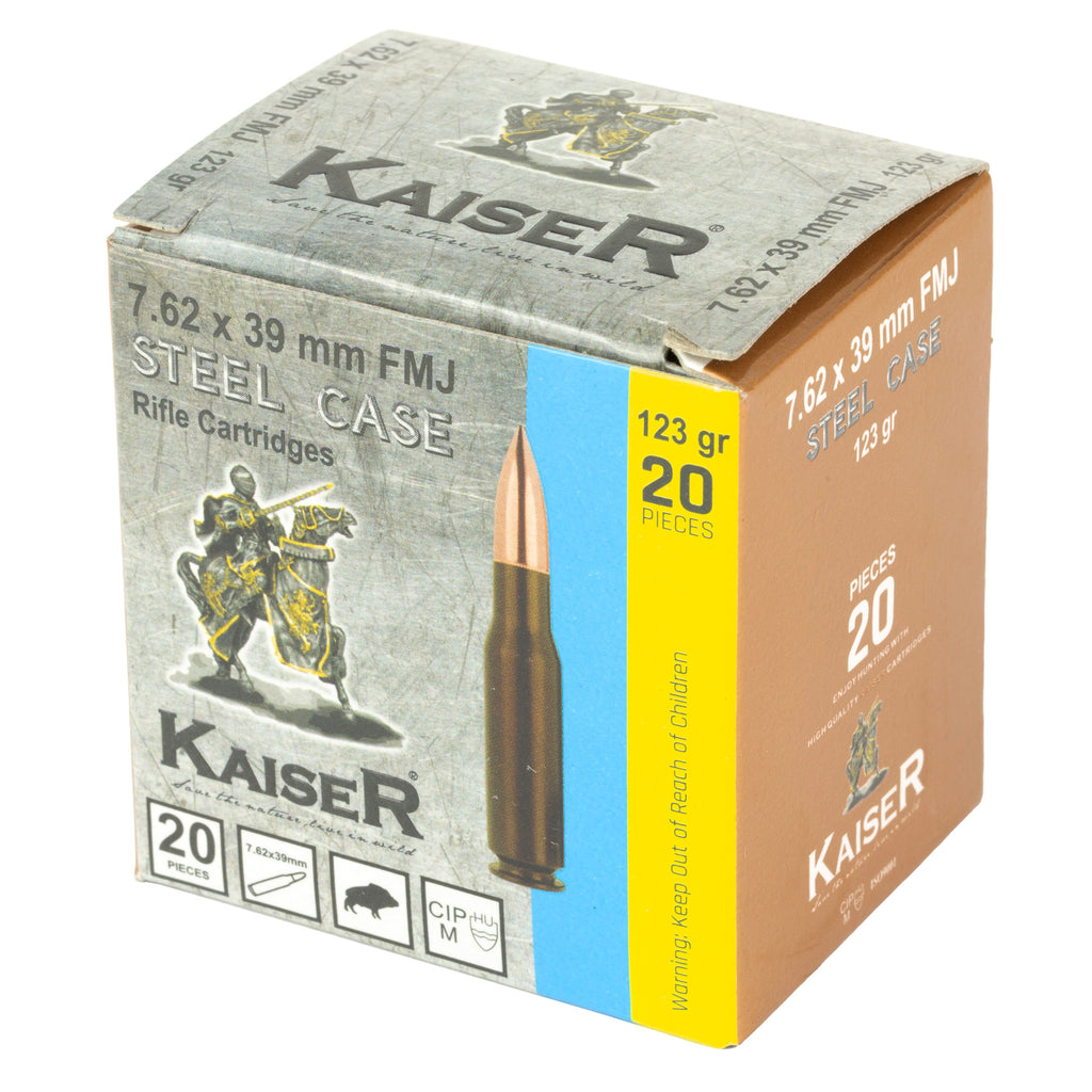 Century Arms Kaiser 7.62x39 123-Grain Full Metal Jacket Ammunition – 20 R rounds per Box, 1000 Rounds per Case