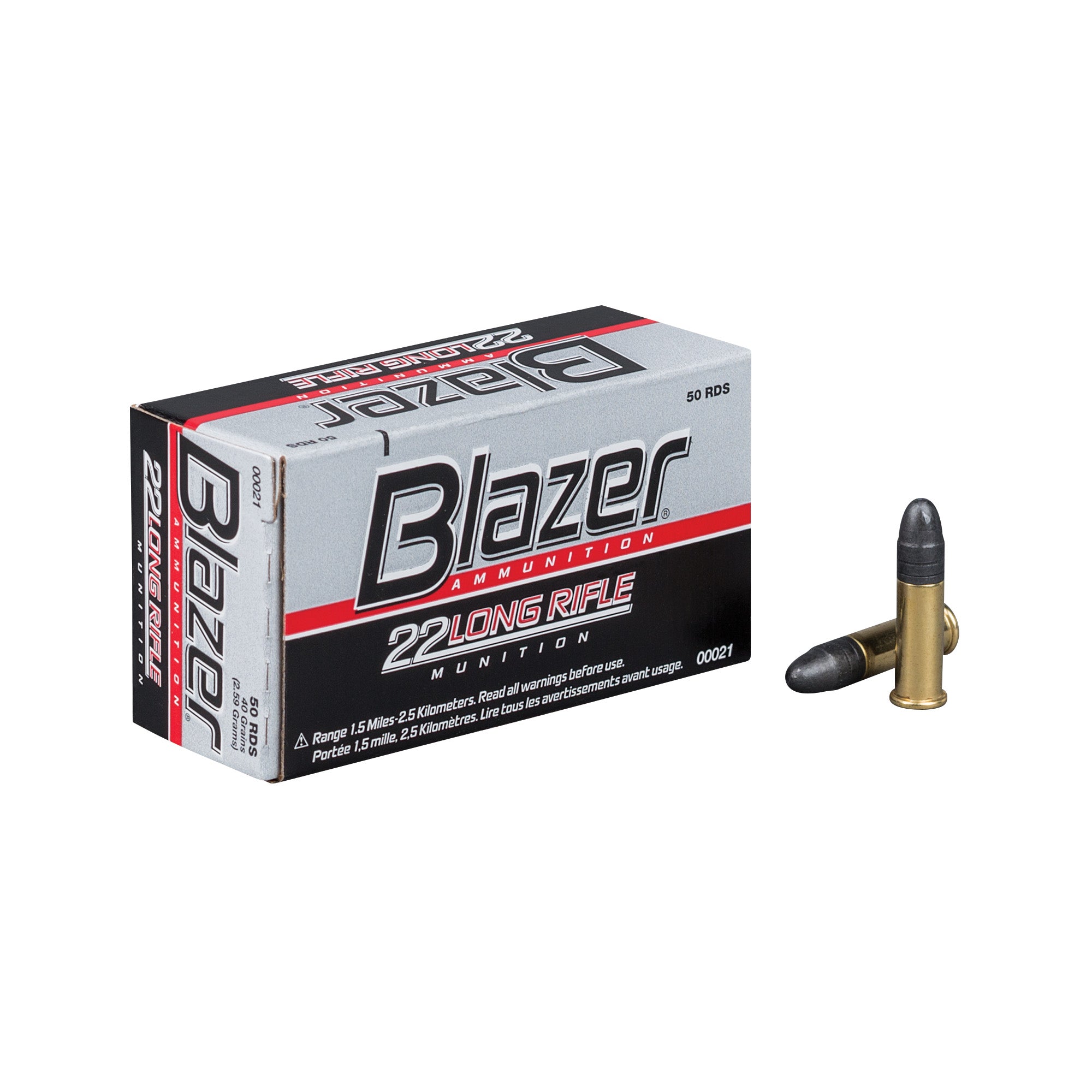 Blazer Ammunition 21 Part Number 22 Long Rifle 40-Grain Lead Round Nose Ammo - 50 Rounds