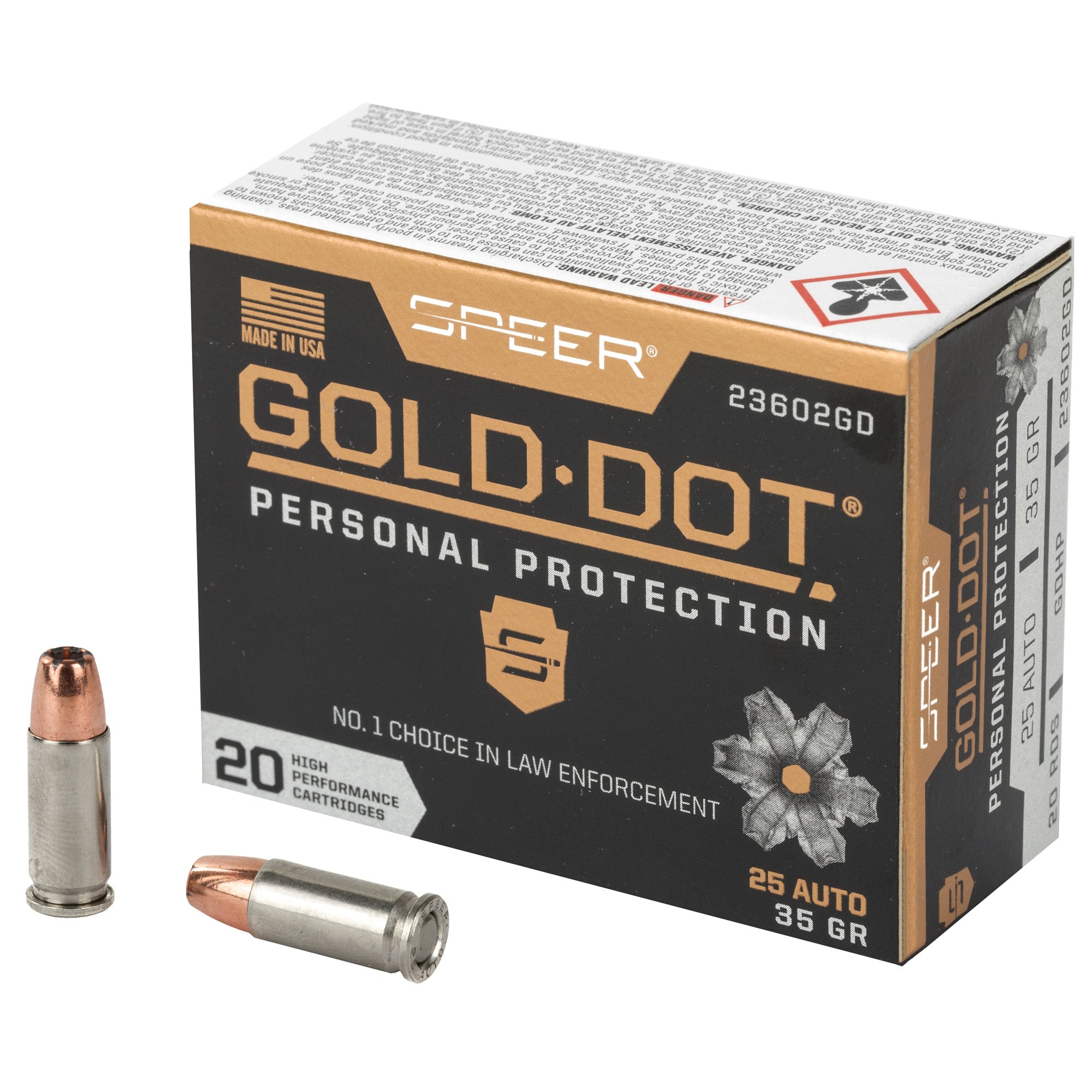 Speer Gold Dot .25 ACP 35 Grain Hollow Point Ammunition – Reliable Self-Defense Load