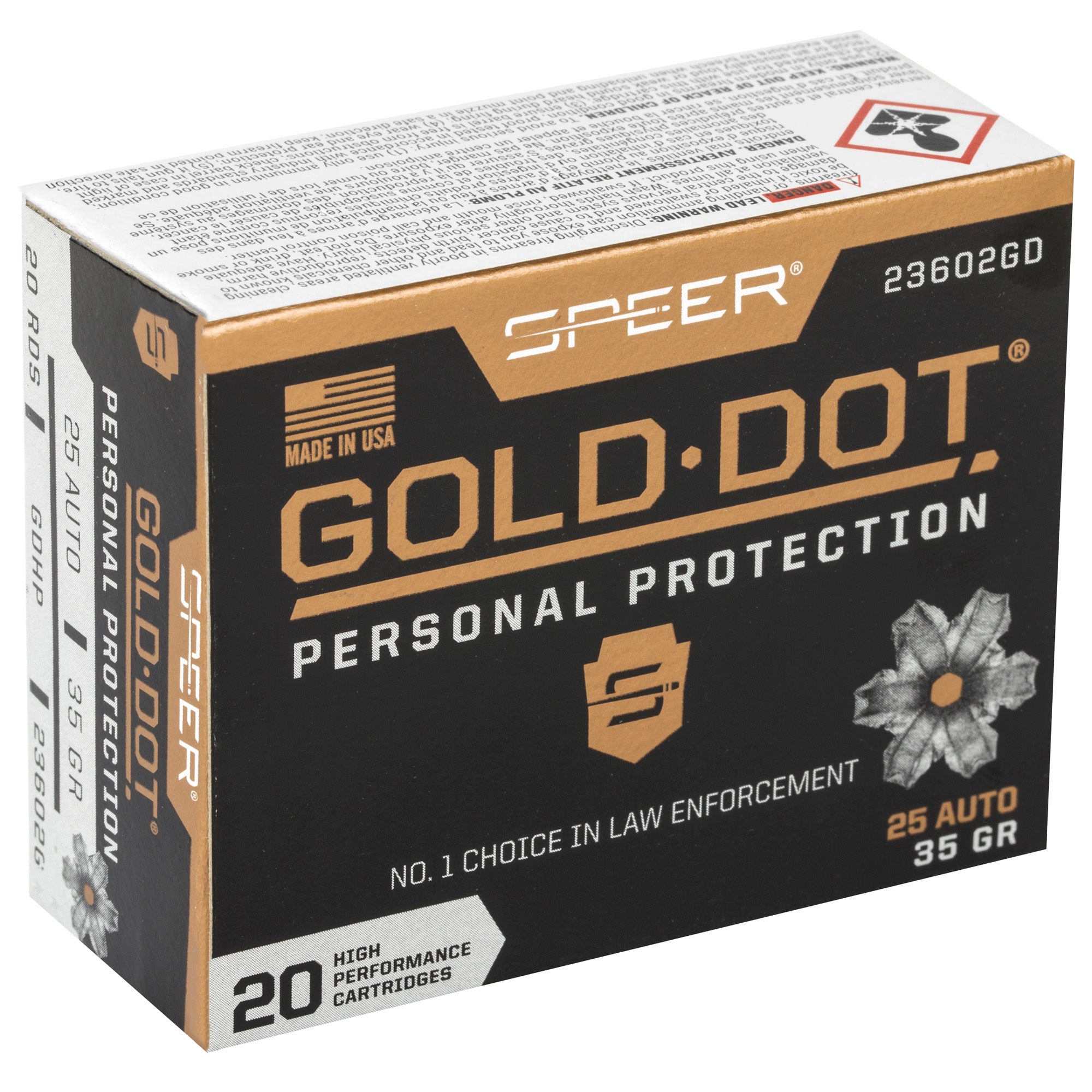 Speer Gold Dot .25 ACP 35 Grain Hollow Point Ammunition – Reliable Self-Defense Load