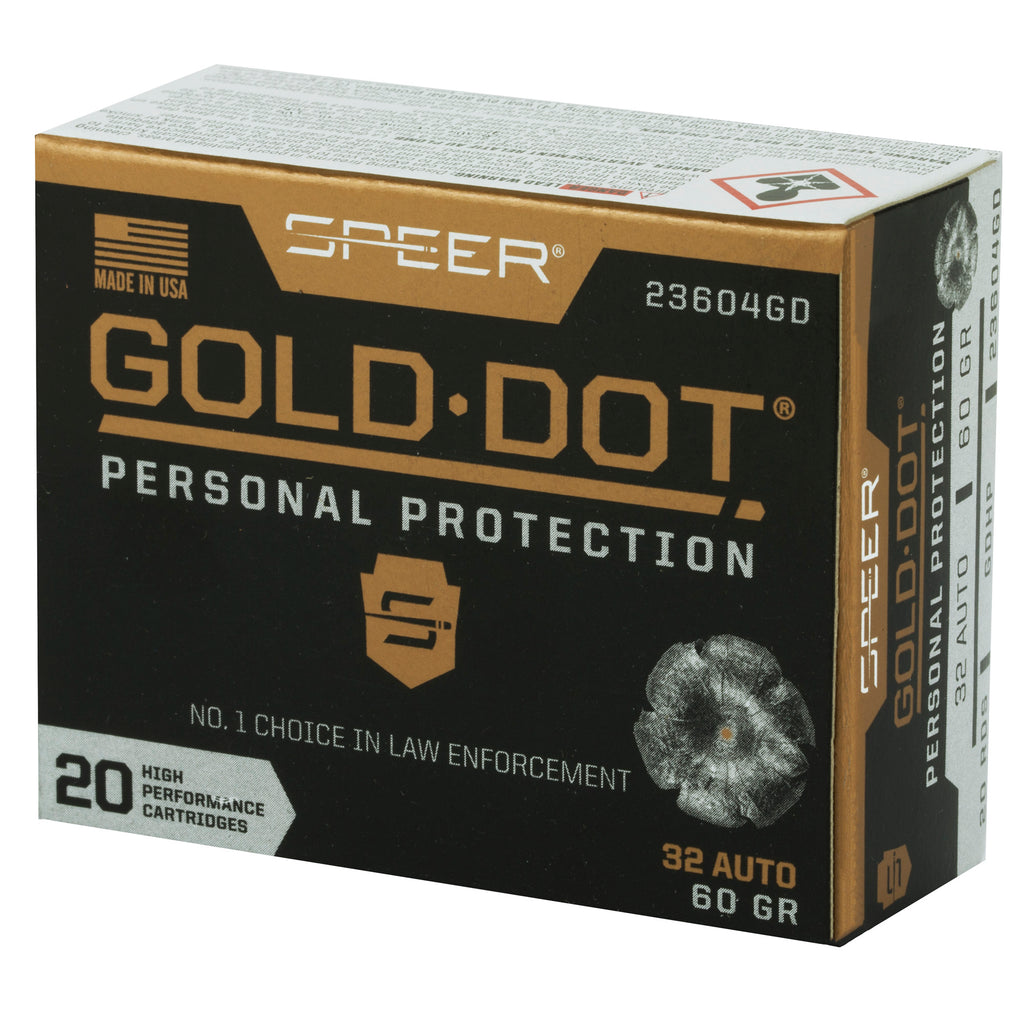 Speer Ammunition Gold Dot 32 ACP 60 Grain Hollow Point – Reliable Personal Defense
