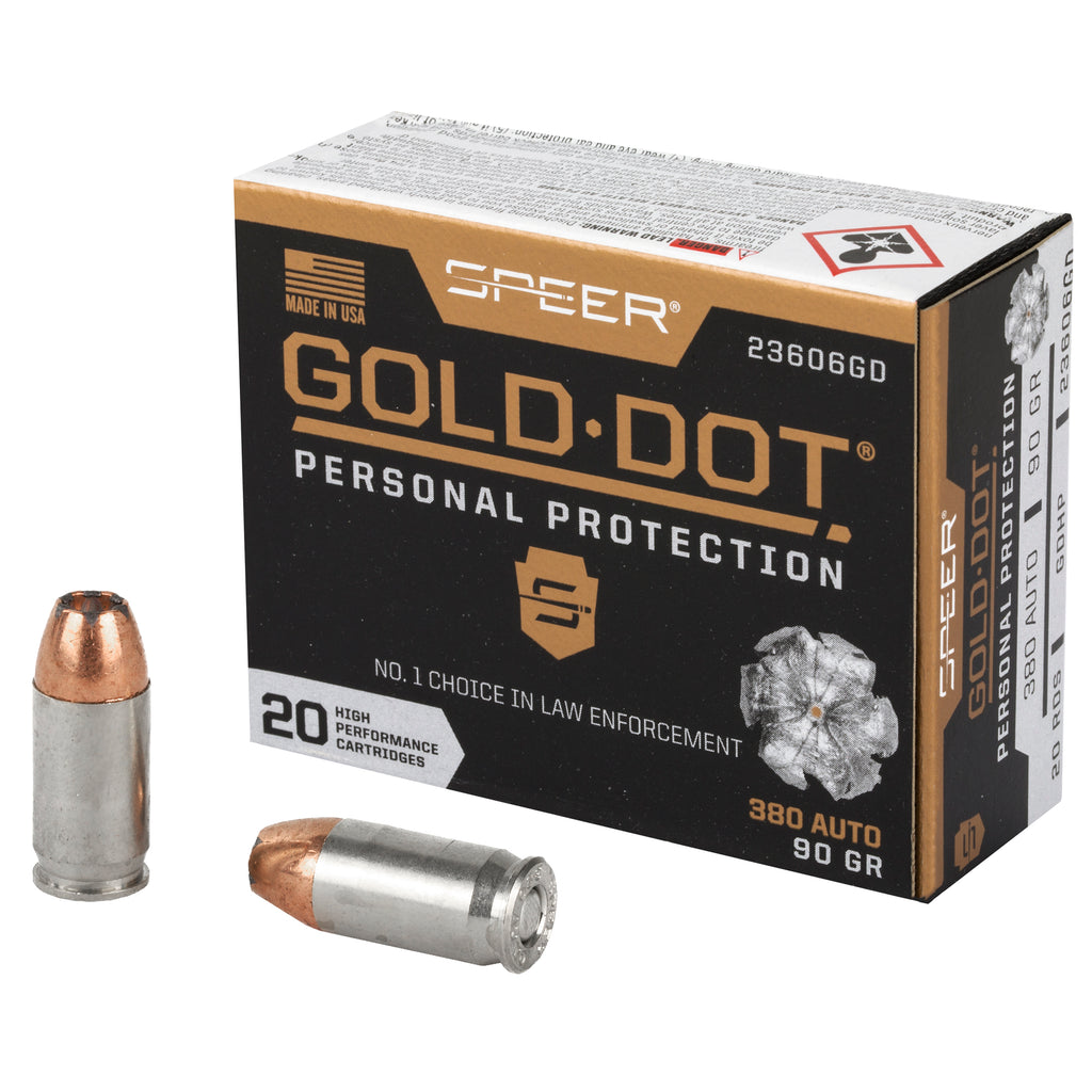 Speer Gold Dot 380 ACP 90 Grain Hollow Point Ammunition - Reliable Self-Defense Load