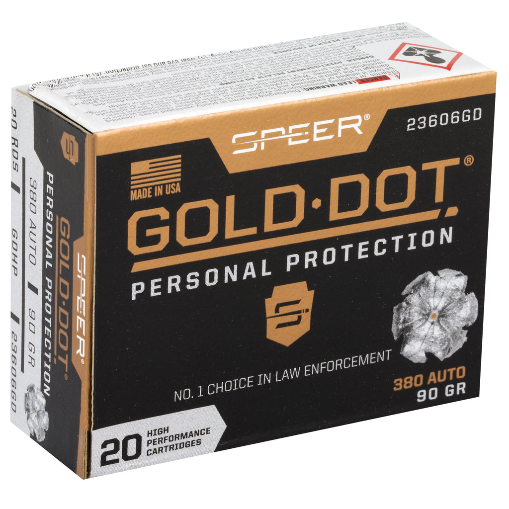 Speer Gold Dot 380 ACP 90 Grain Hollow Point Ammunition - Reliable Self-Defense Load