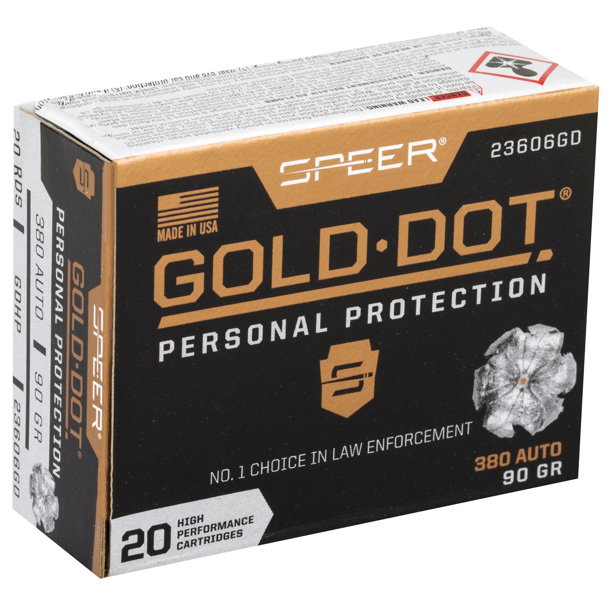 Speer Gold Dot 380 ACP 90 Grain Hollow Point Ammunition - Reliable Self-Defense Load