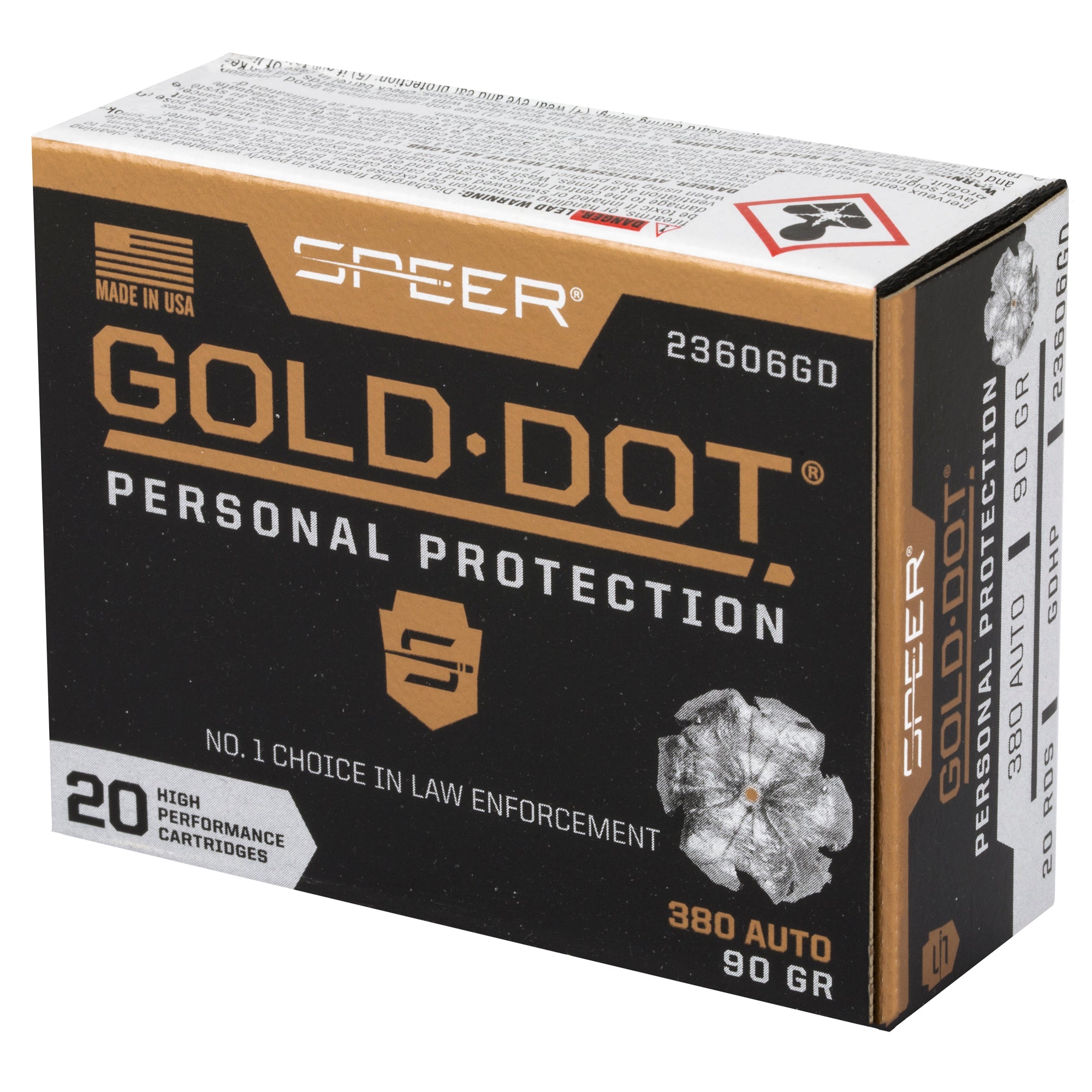 Speer Gold Dot 380 ACP 90 Grain Hollow Point Ammunition - Reliable Self-Defense Load