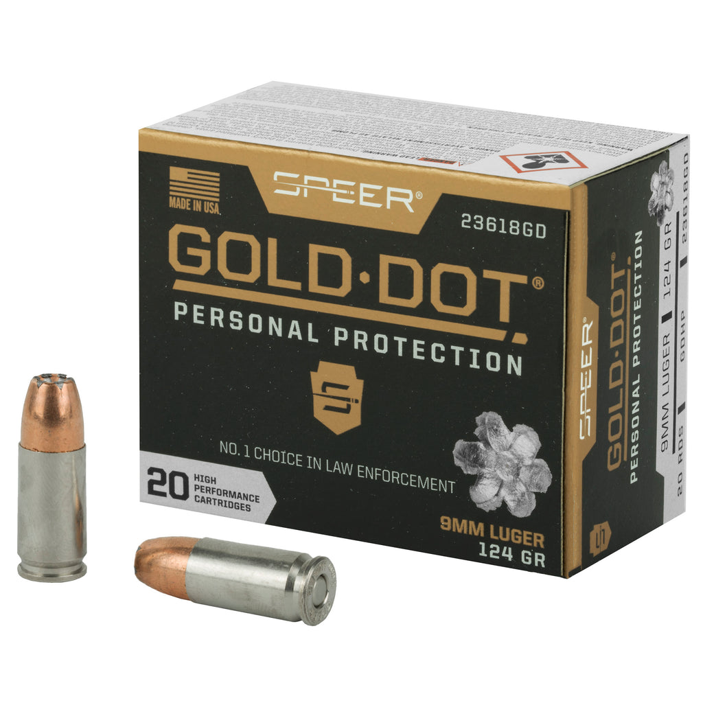 Speer Ammunition Gold Dot 9mm 124-Grain Hollow Point Ammunition (20 Rounds per Box)