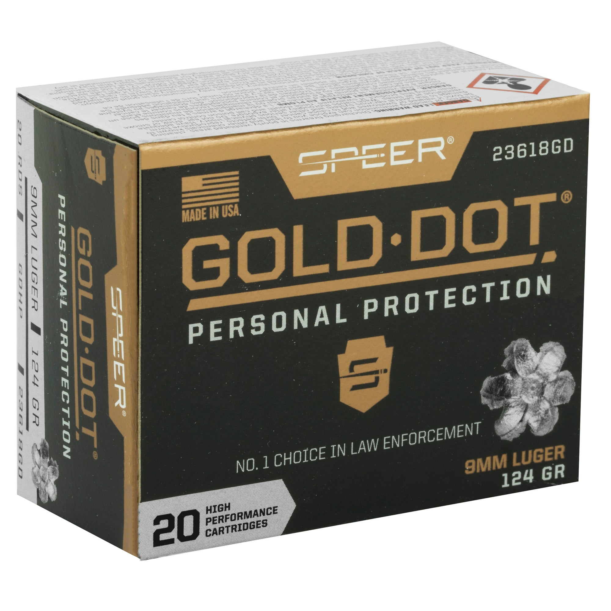 Speer Ammunition Gold Dot 9mm 124-Grain Hollow Point Ammunition (20 Rounds per Box)