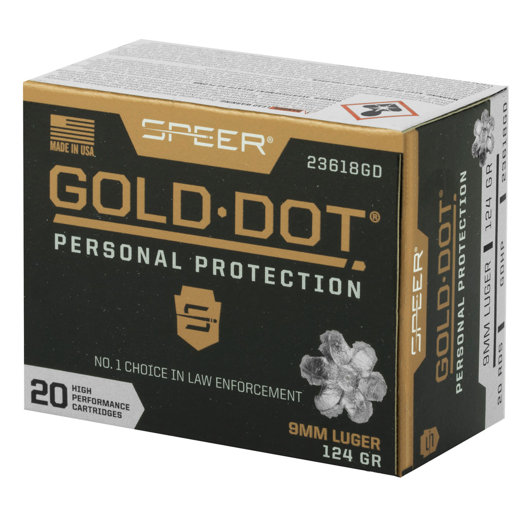 Speer Ammunition Gold Dot 9mm 124-Grain Hollow Point Ammunition (20 Rounds per Box)