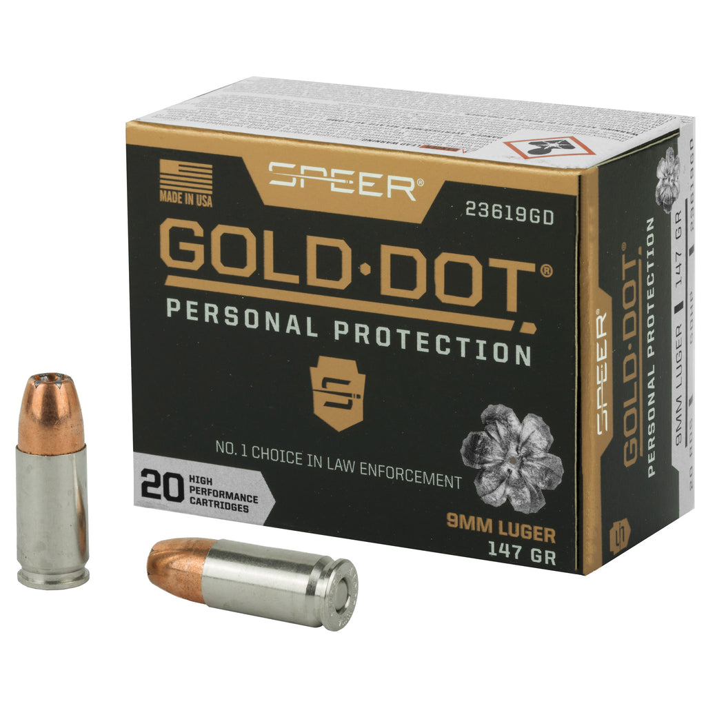Speer Gold Dot 9mm 147 Grain Hollow Point Ammunition - Reliable Self-Defense Load